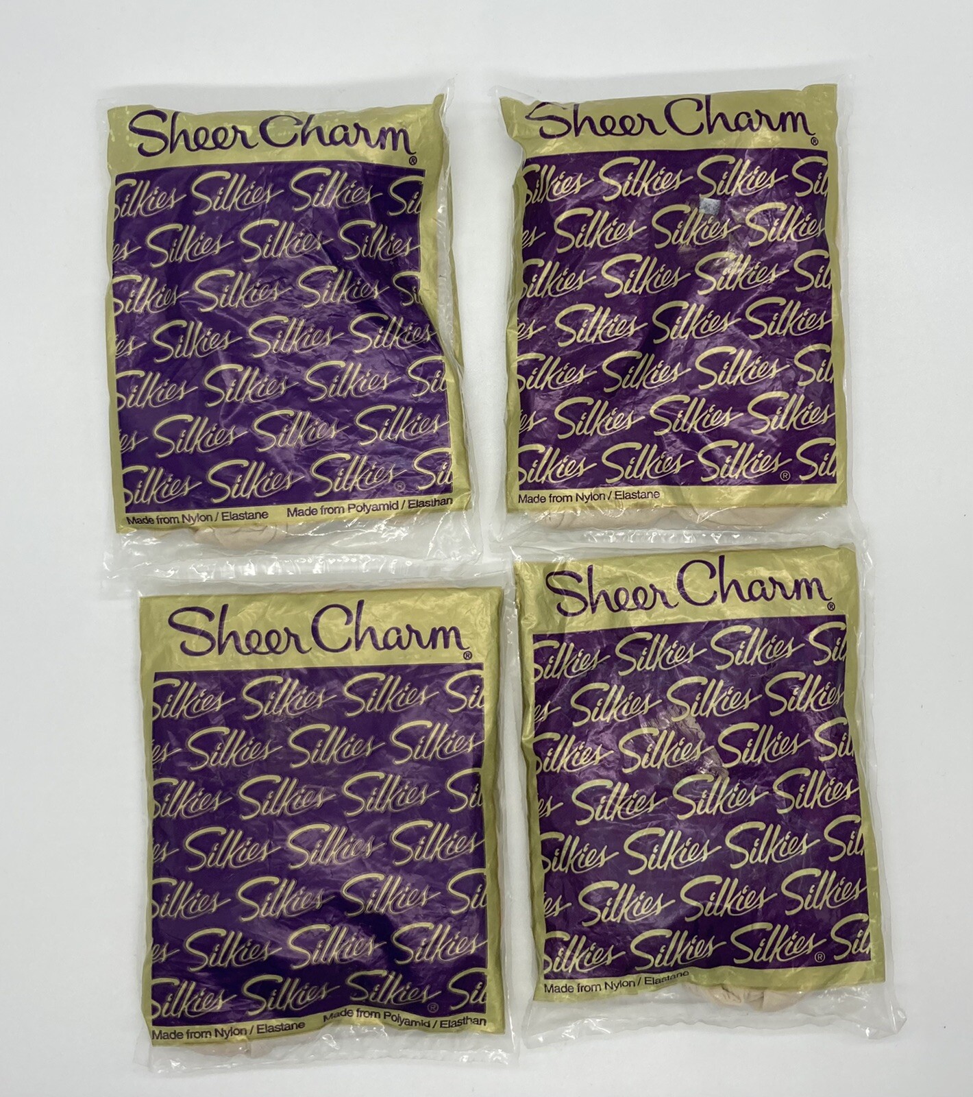 VTG SILKIES Sheer Charm Pantyhose Nylon Elastane X-Large Off White 659 NEW 4 pr