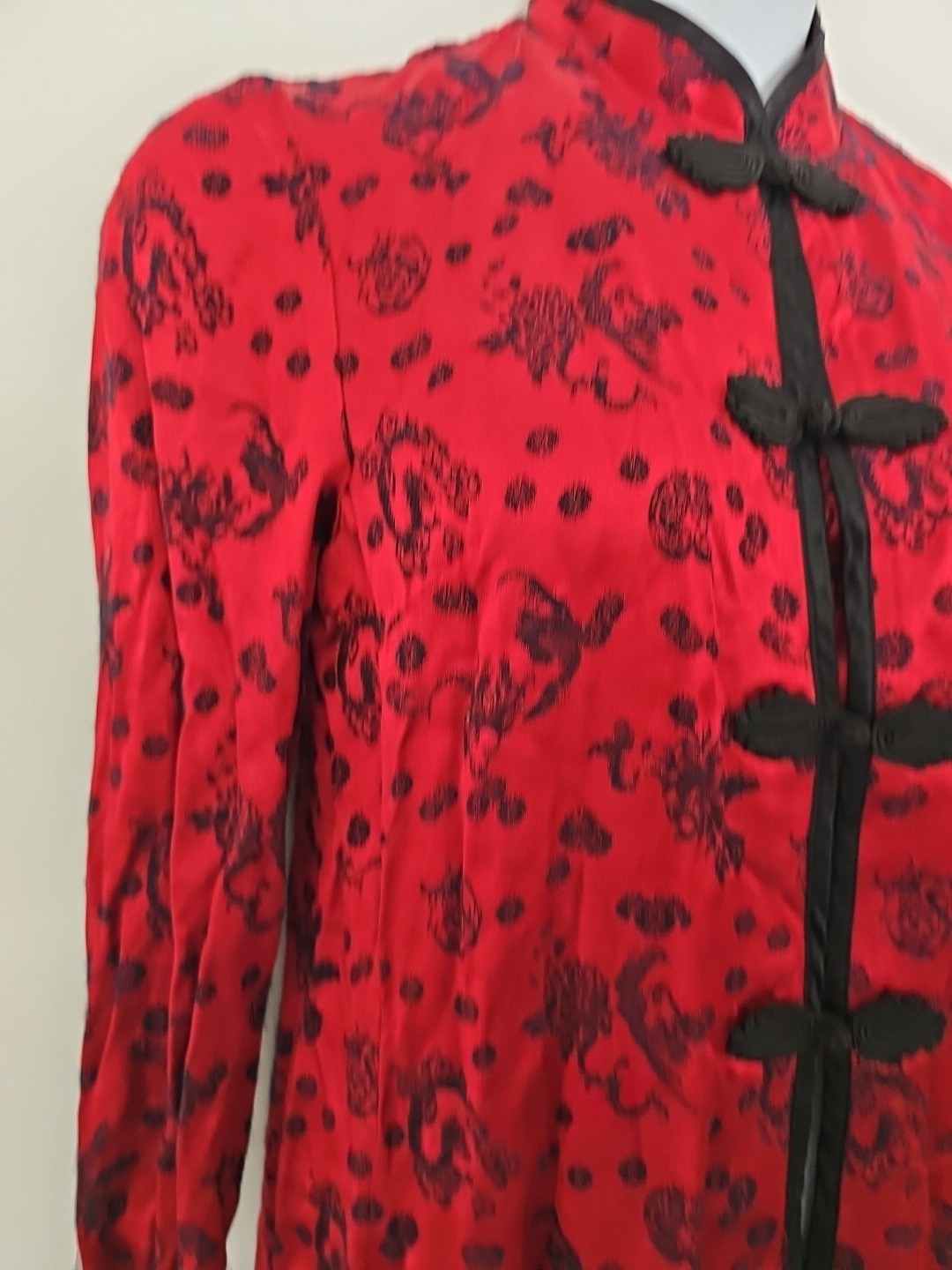 R&M Richards Vintage Red Embroidered Nehru Oriental Jacket Blazer Petite 12P