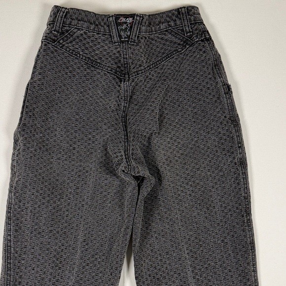 Blaze Riding Gear Vintage High Waist Textured Checkerboard Jeans Black 24×32.5