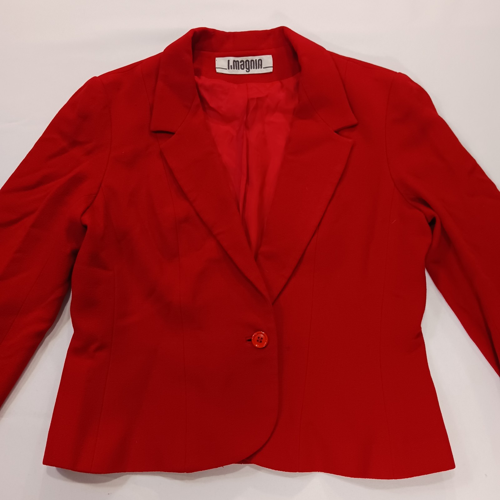 Vintage I. Magnin David Hayes Women’s Red 100% Pure Wool Blazer Jacket Size 14