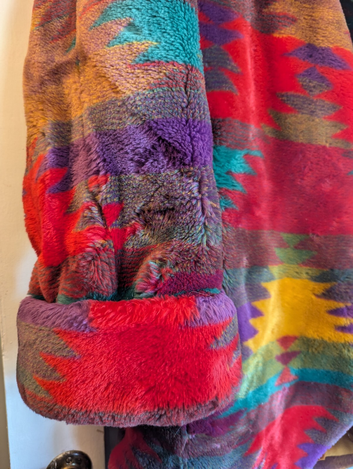 Regal Plush 80s Vintage Donnybrook SW Aztec Faux Fur Coat Medium w/ShoulderPads