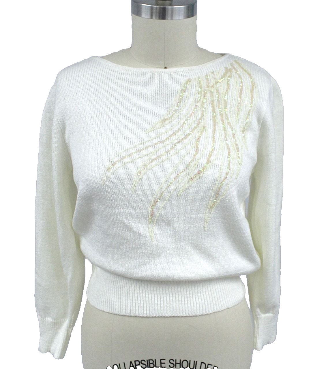 VTG 80s Vivanti Ivory Pastel Glitter Sweater M NWOT Aurora Borealis Fairy Kei