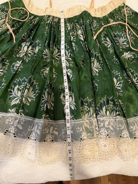 Vintage Green Czech Moravian Kroj Folk Costume Apron Skirt Damask Brocade