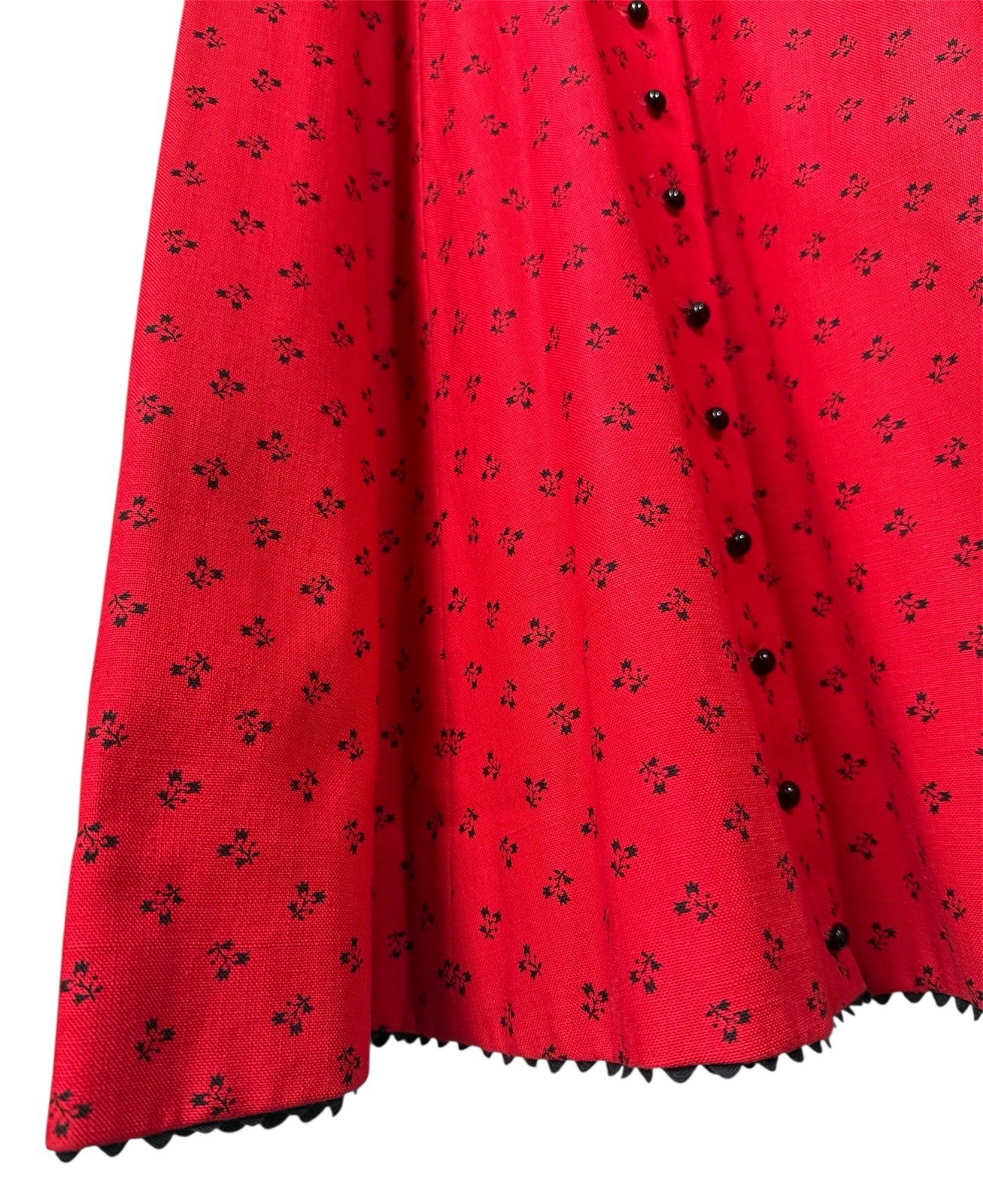 Vintage Lanz Original Red Floral Button Front Dress 1950s-60s Austrian Style S