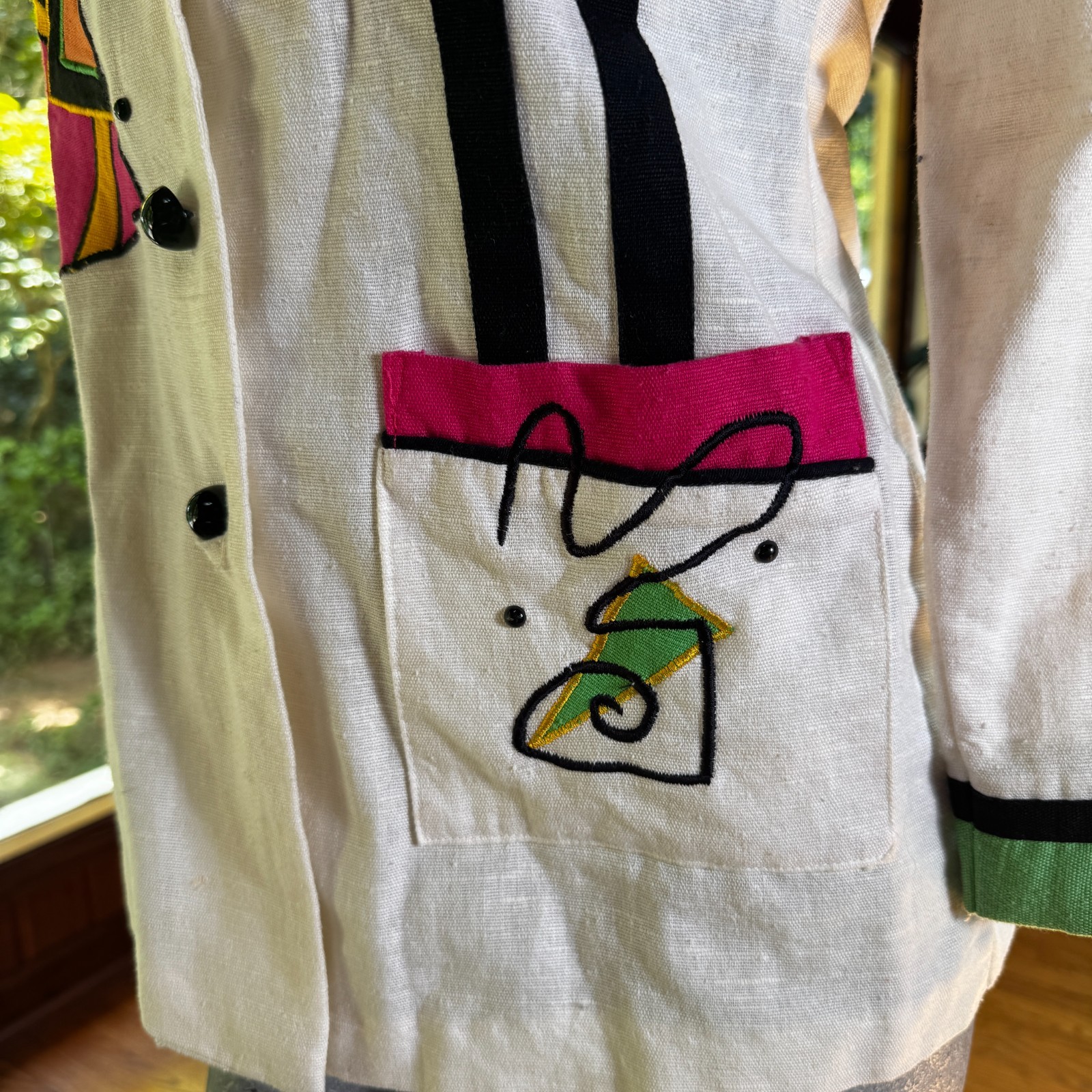 Vintage 80s Explosion Abstract Geometric Memphis Milano Art Blazer Size Medium