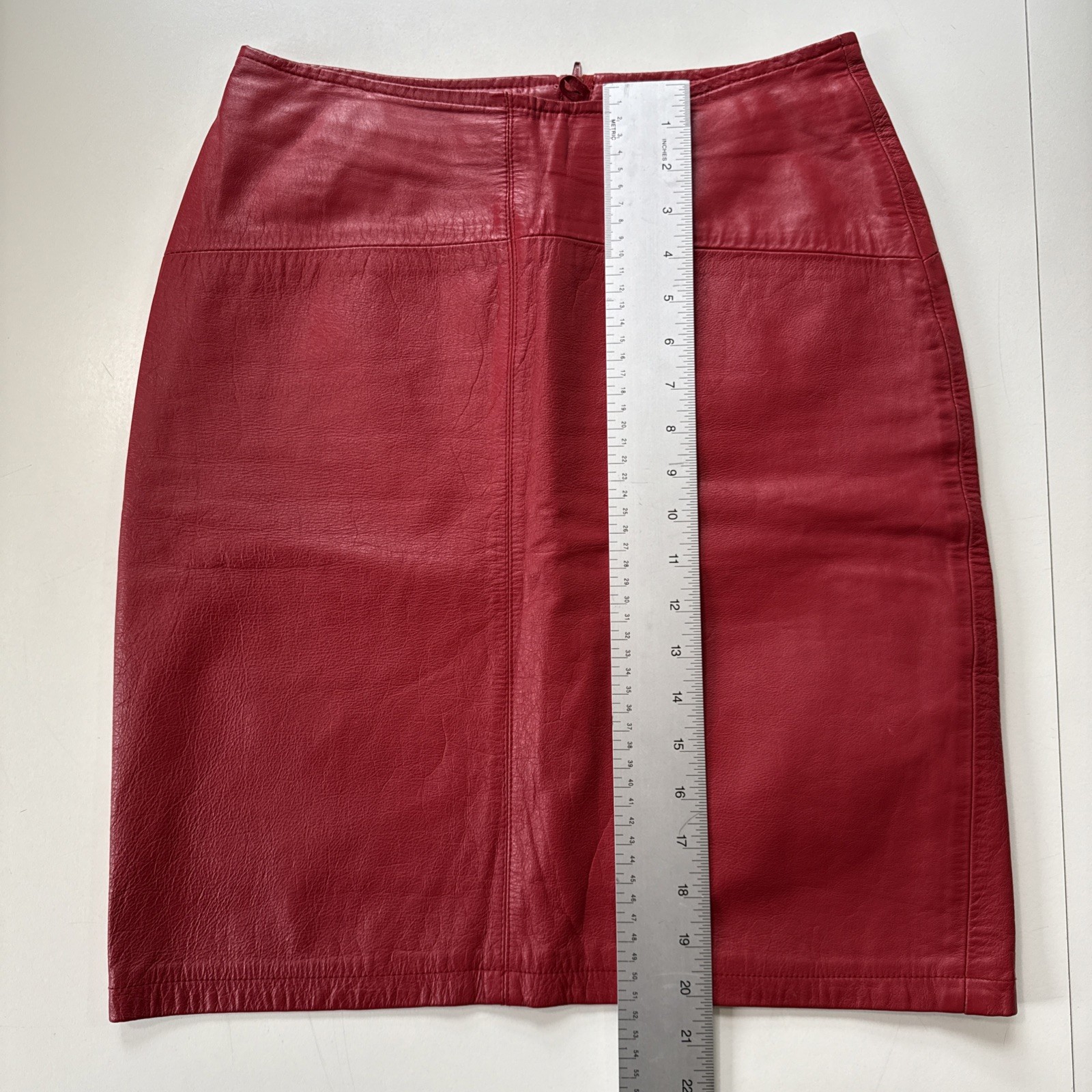 Vintage Limited Express Red Leather Pencil Skirt Retro Glam Mob Wife Women’s 9