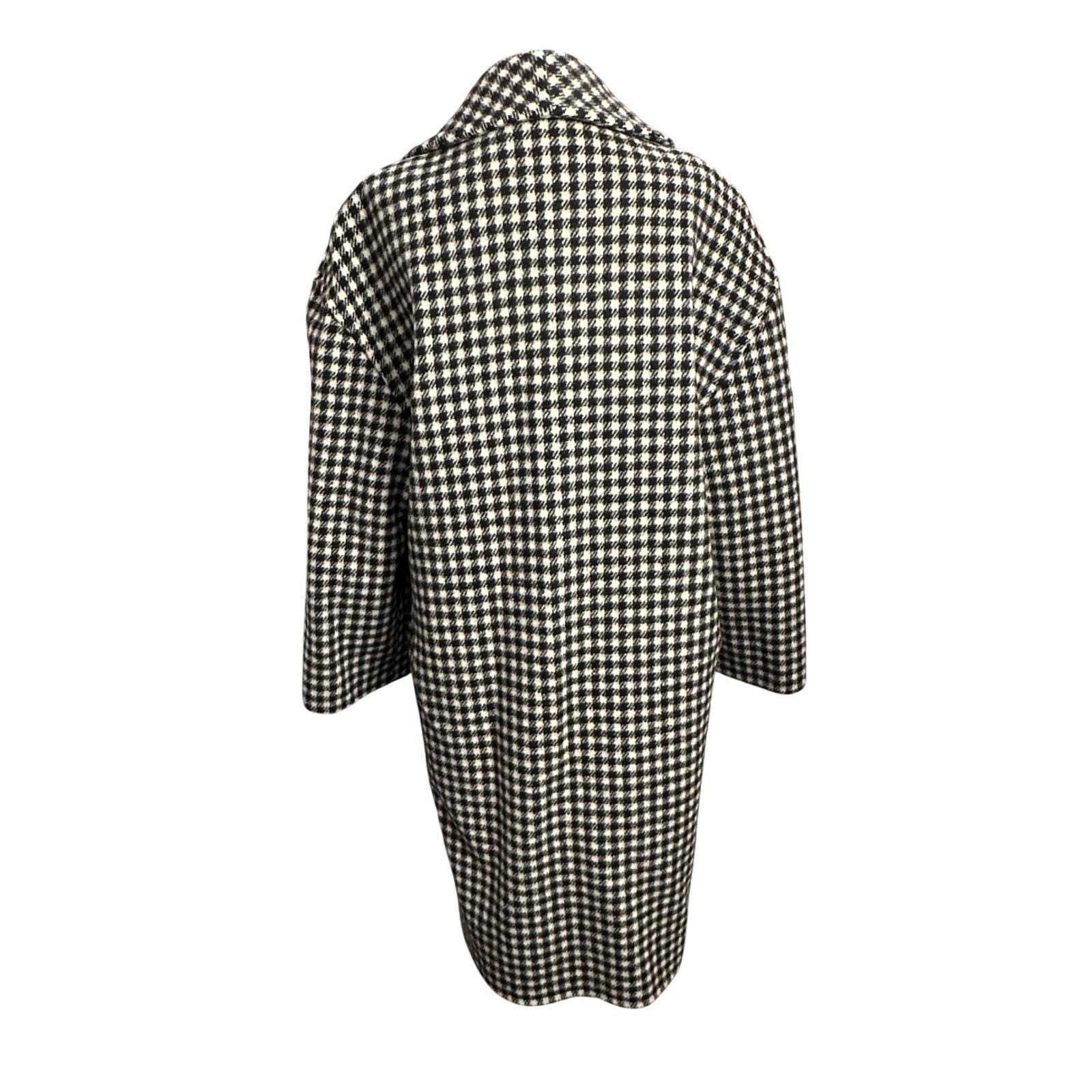 Wellington Fashions Vintage 80’s Houndstooth L Coat Black White Wool Blend