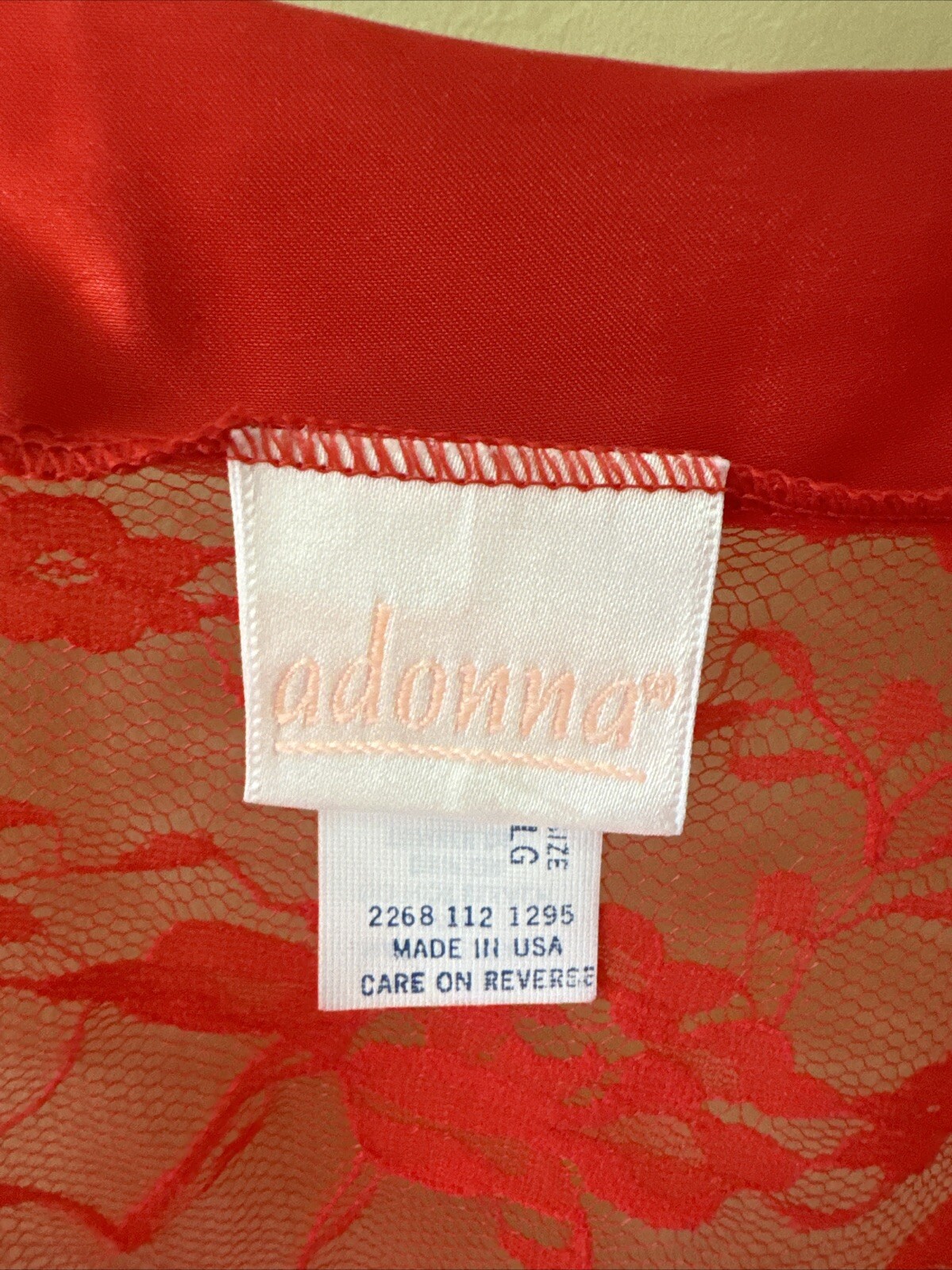 Sexy Red Vintage ADONNA Silky Lace Tank Flare Cami LACE Size L