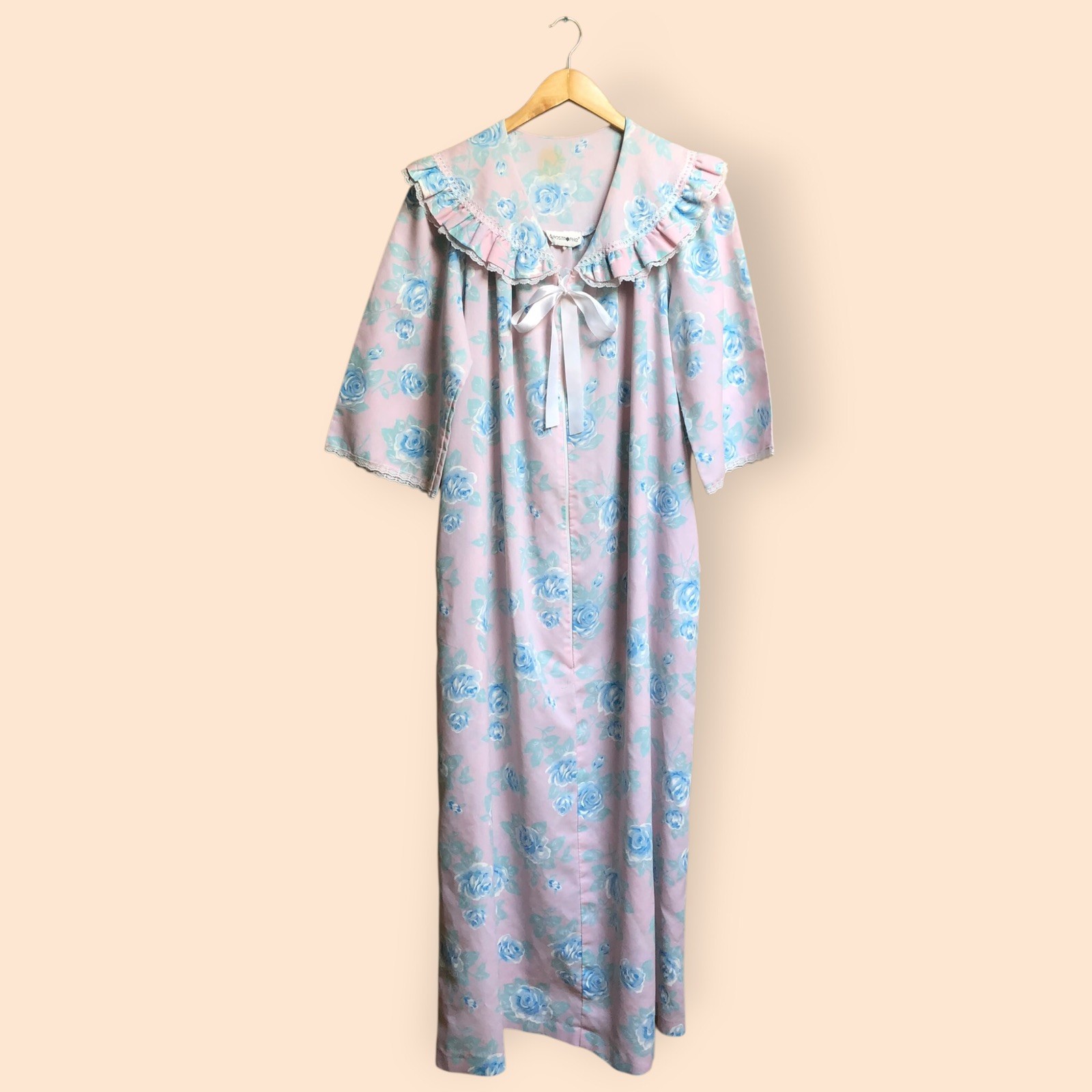 Vintage Apostrophe Sears Union Made Floral Ribbon House Coat Robe Duster M 12-14