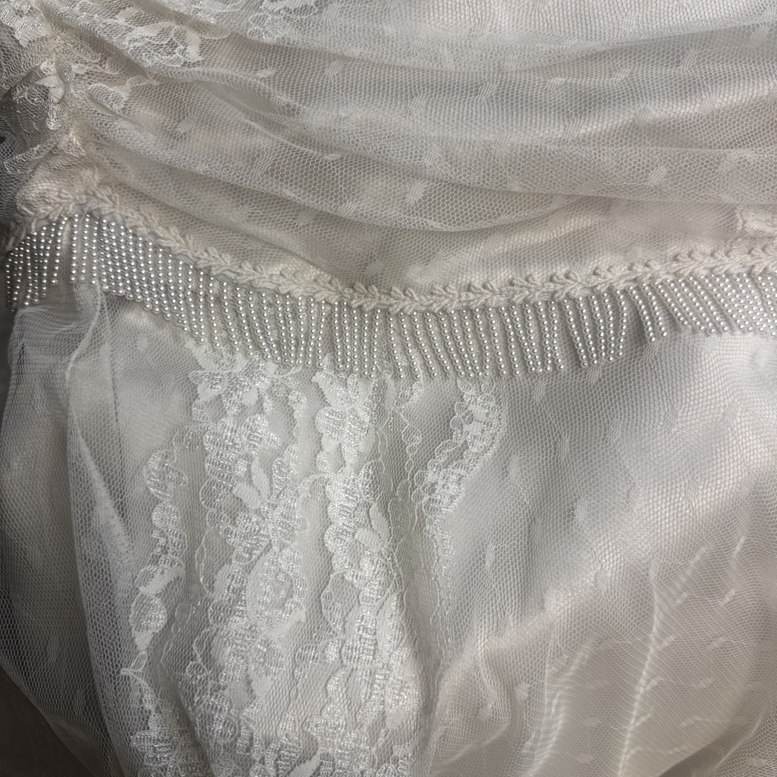 Vintage 80s Lorrie Kabala Lace Dress Bell Sleeve Boho Bridal New Size S M 8 Prom