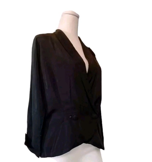 VTG 40s/50s Carol Curtis Original Jet Black Very Fine Faille Fabric Jacket M
