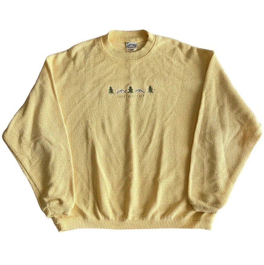 VTG Jarray Sportswear Sweatshirt Salt Lake City Spell Out Pale Yellow USA Small