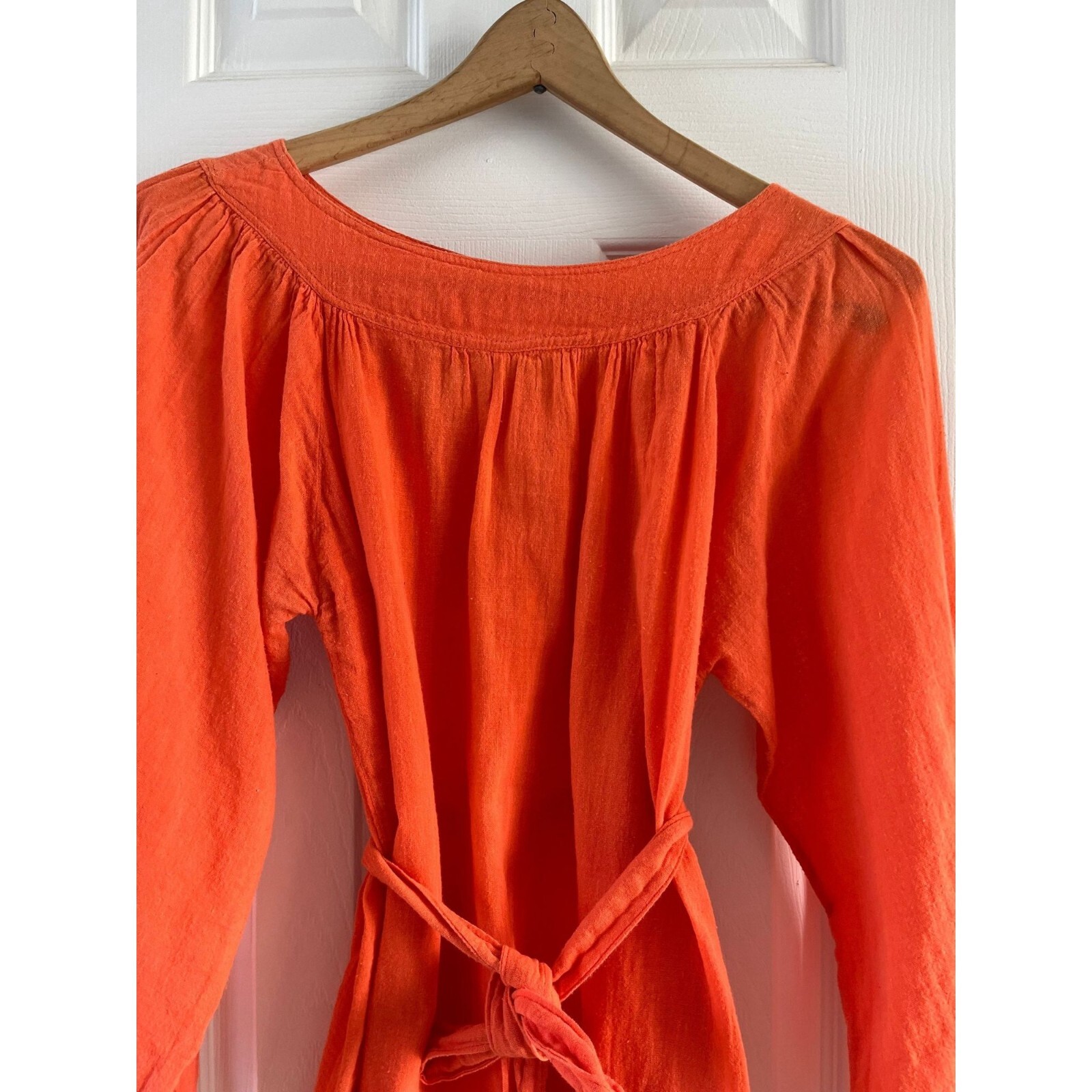 Vtg 1973 Orange Cotton Blouse Grecophilia Made In Greece 100% Greek Cotton