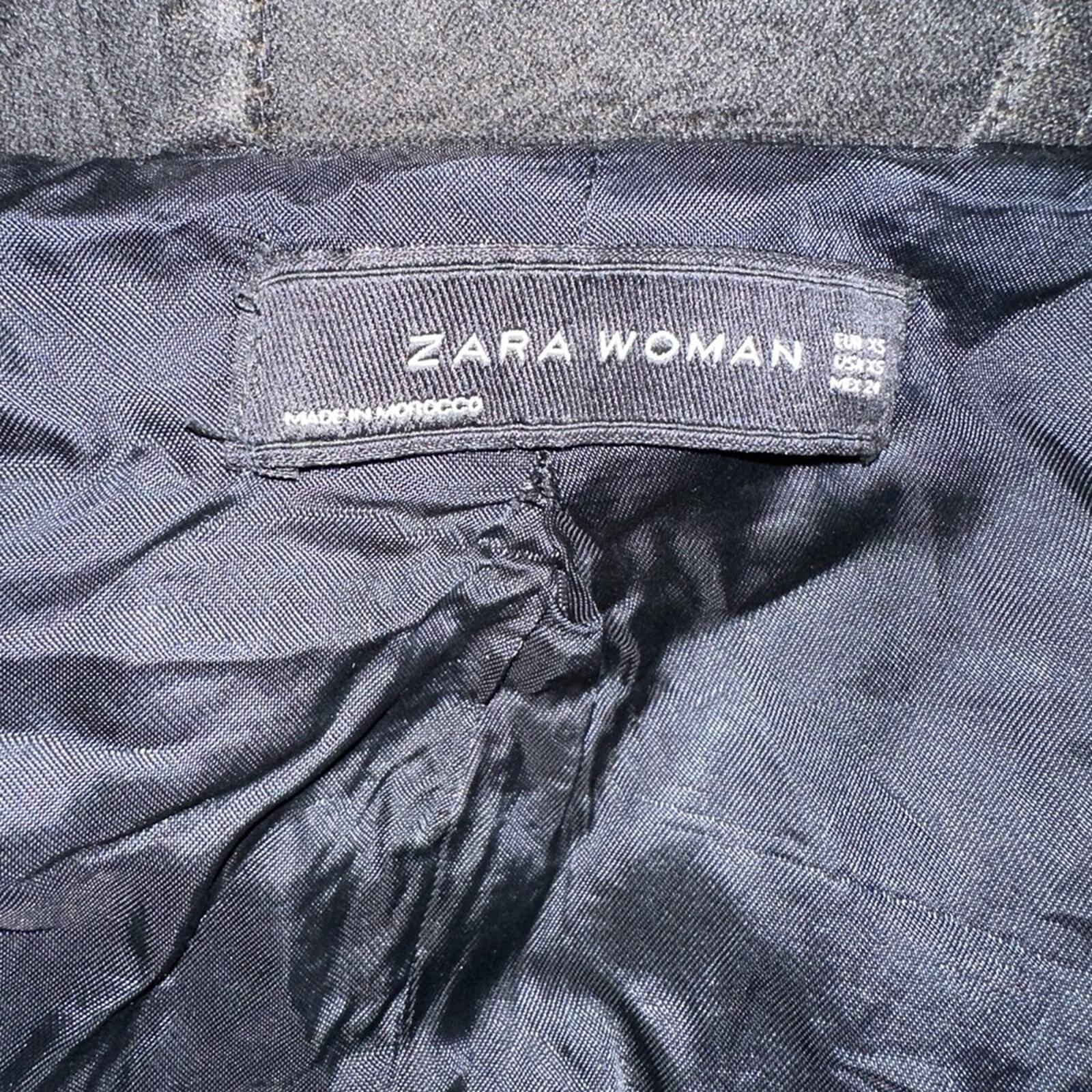 ZARA khaki army green faux fur trim hood duffle coat size XS