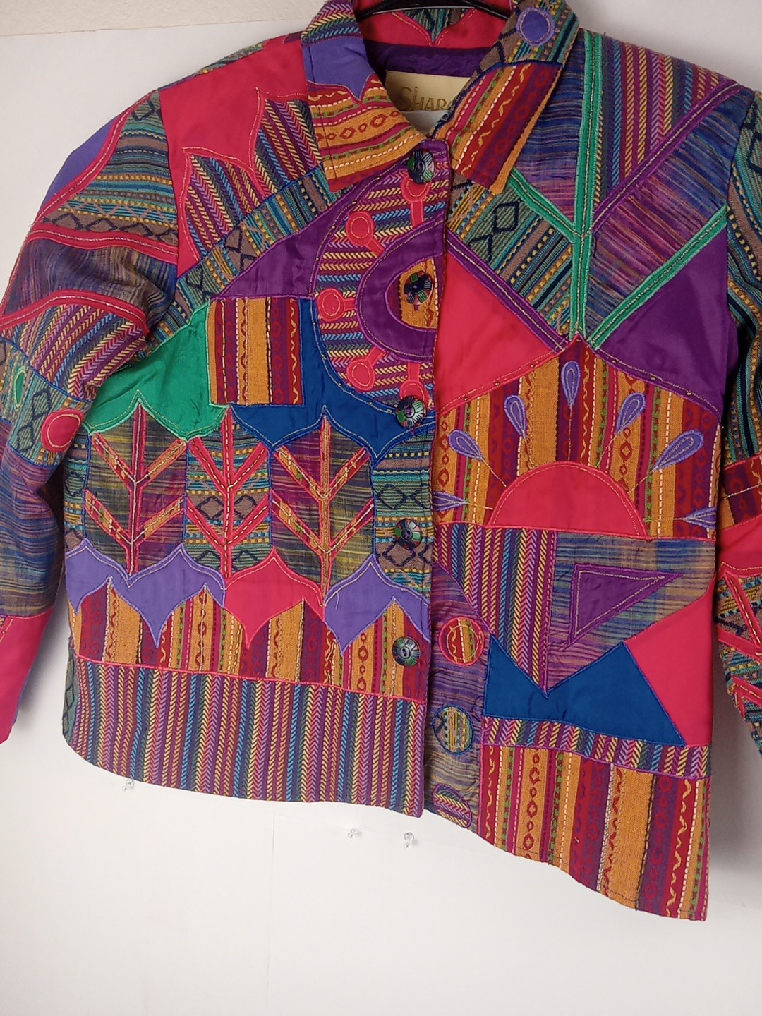 Vintage Women’s Patchwork Jacket XL Kitsch Sharon Anthony Appliqué Pre Owned