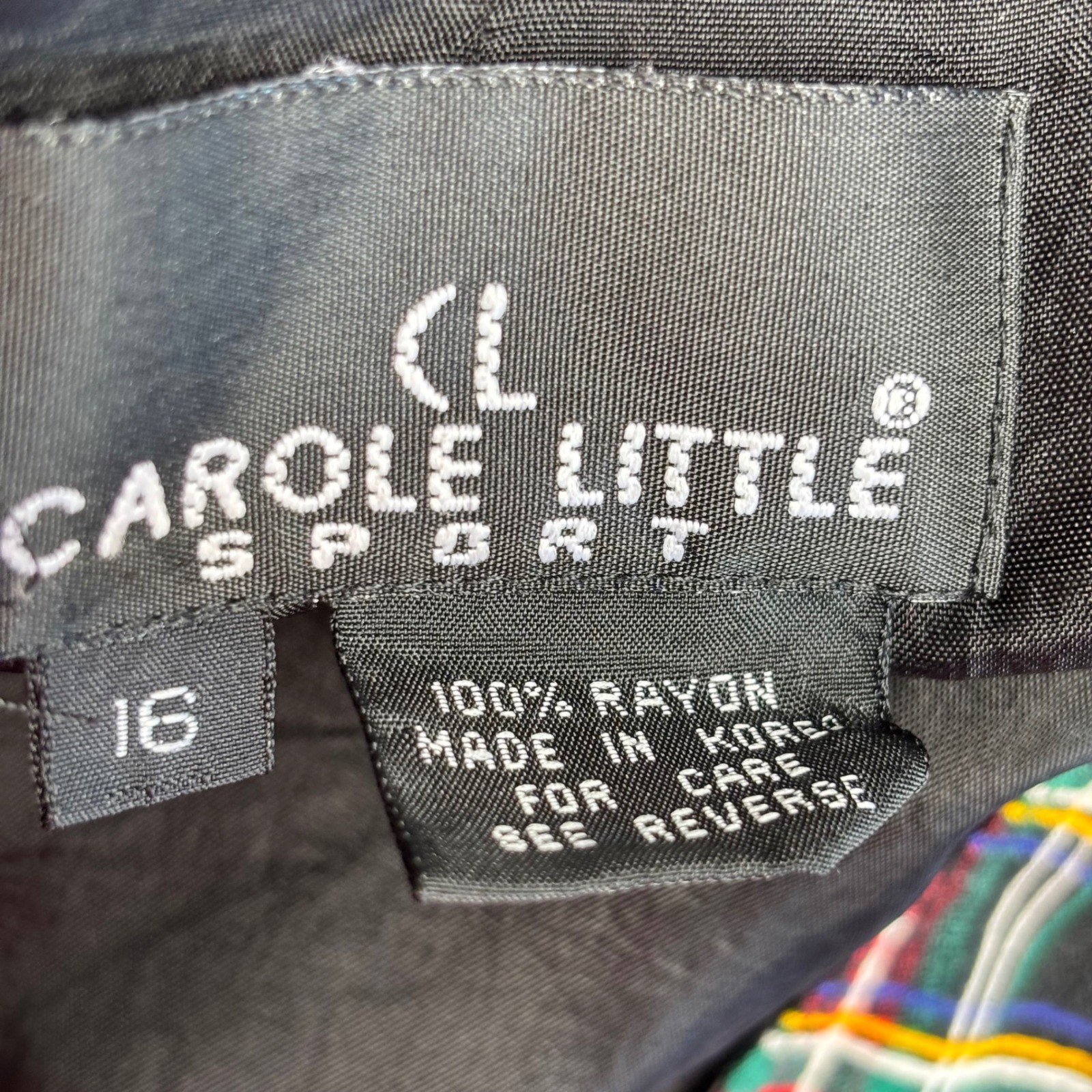 Carole Little Sport Vintage Patchwork Plaid Vest Red Green Rayon Womens Sz 16