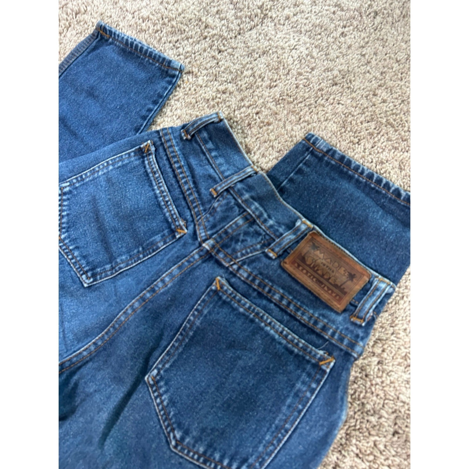 Vintage High Waisted Western Tapered Mom Jeans Straight Leg 80s Blue 24′