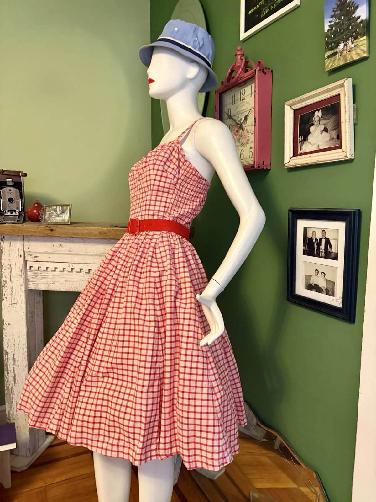 Kahala Bullocks W. Hawaii Plaid 50’s Rockabilly Picnic Pinup XL SunDress w Tulle
