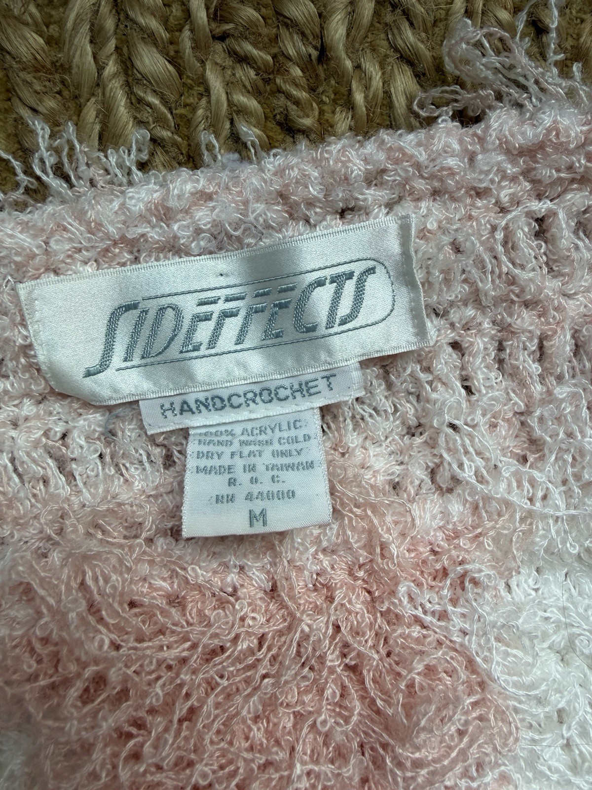 Rare Vtg 80’s Side Effects Loopy / Shaggy Crochet Hand Knit Sweater Sm/Med