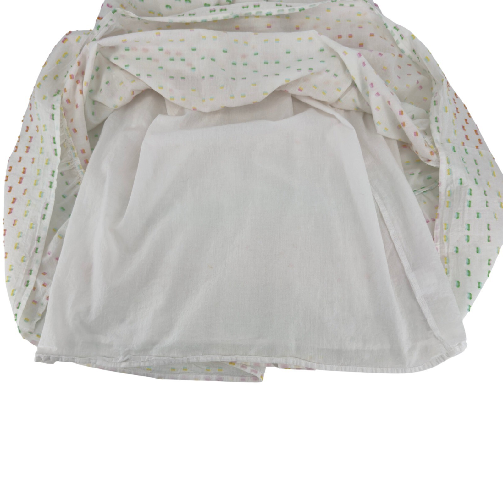 Draper James RSVP White Clip Dot Midi Dress XS Rainbow Tiered Cottagecore