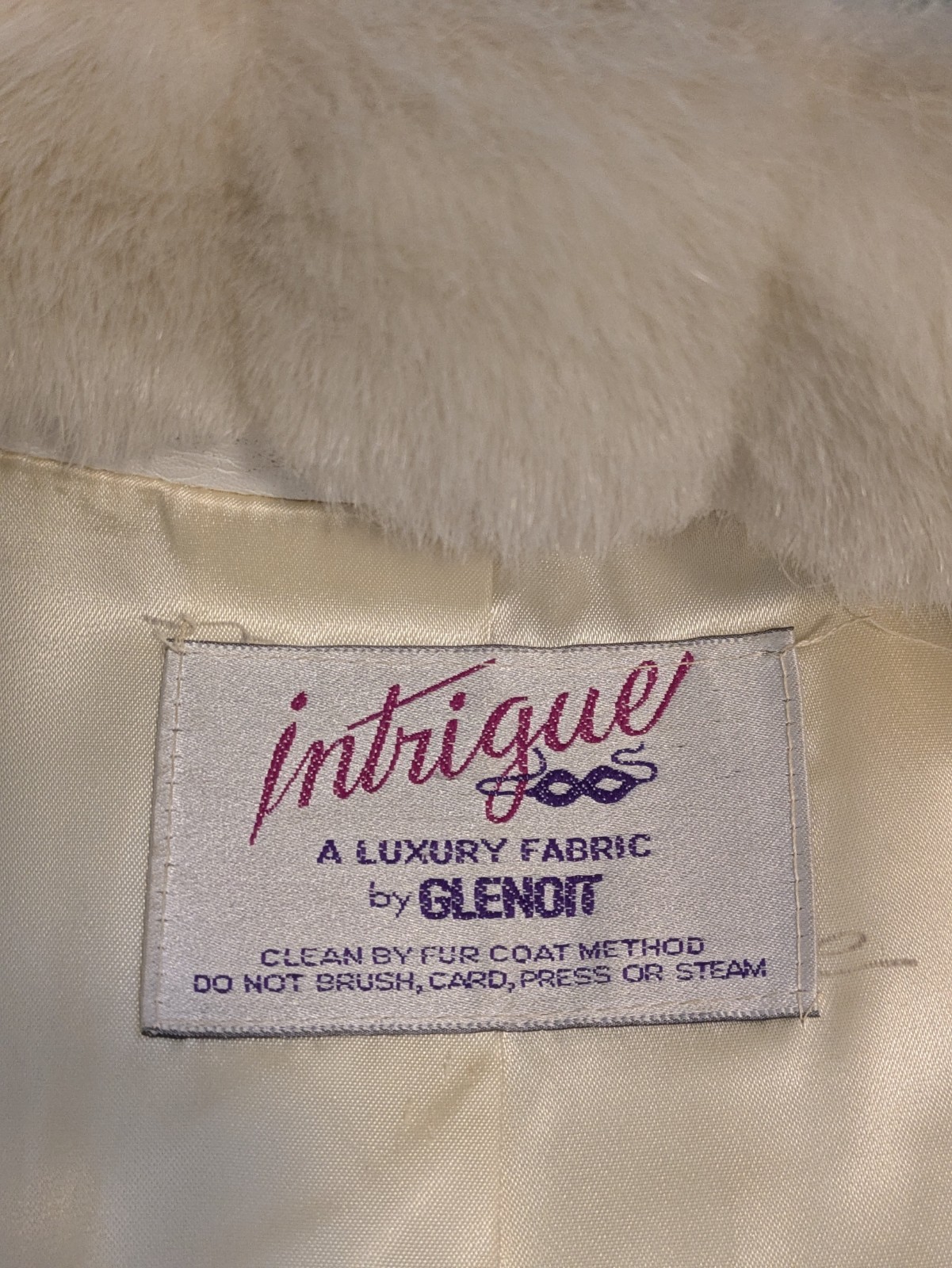 Vintage 80s Luxury Faux Fur Coat by Intrigue Glenoit White Vegan Size Small