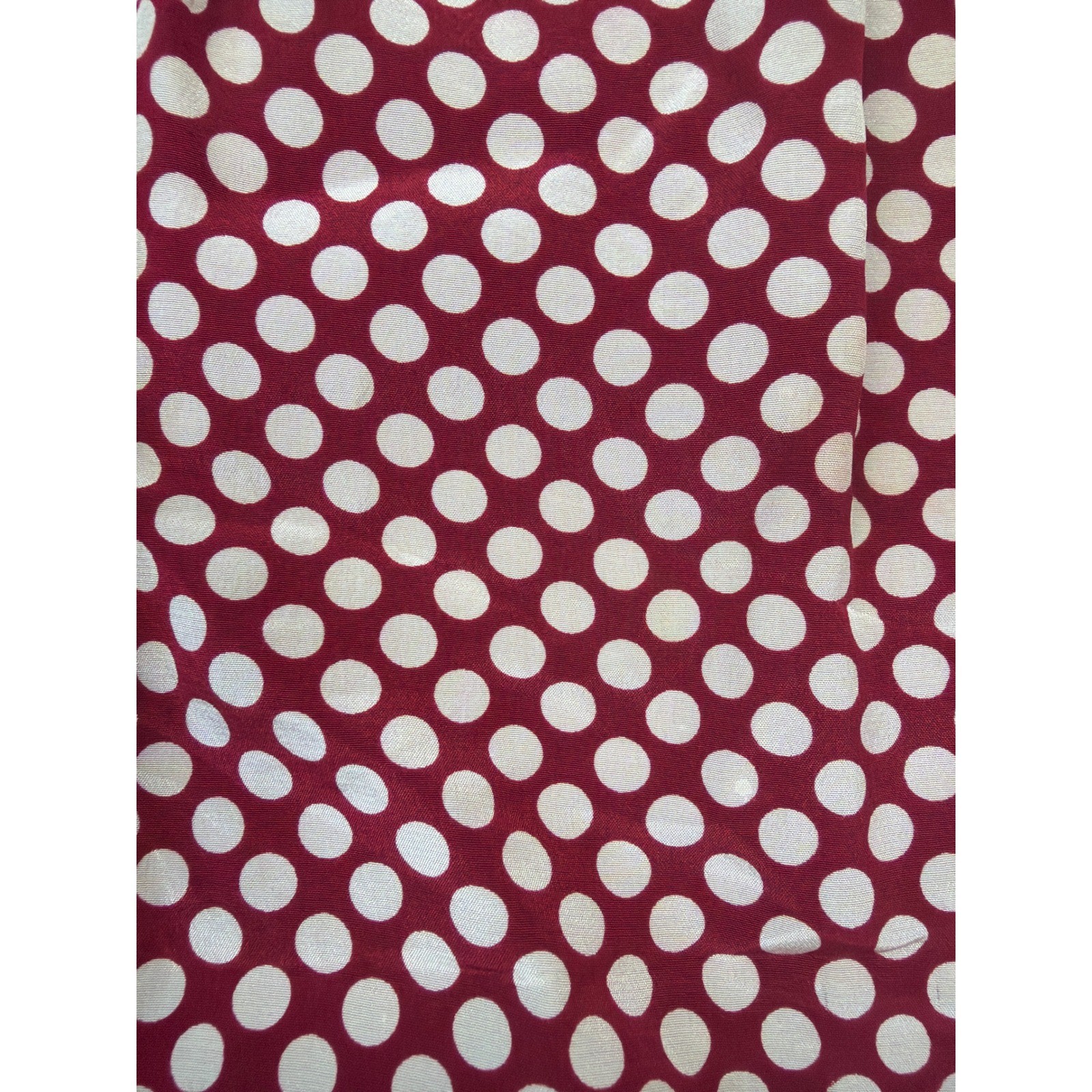 Betsey Johnson Vintage Silk Polka Dot Smocked Puff Sleeve Dress Burgundy Size 6