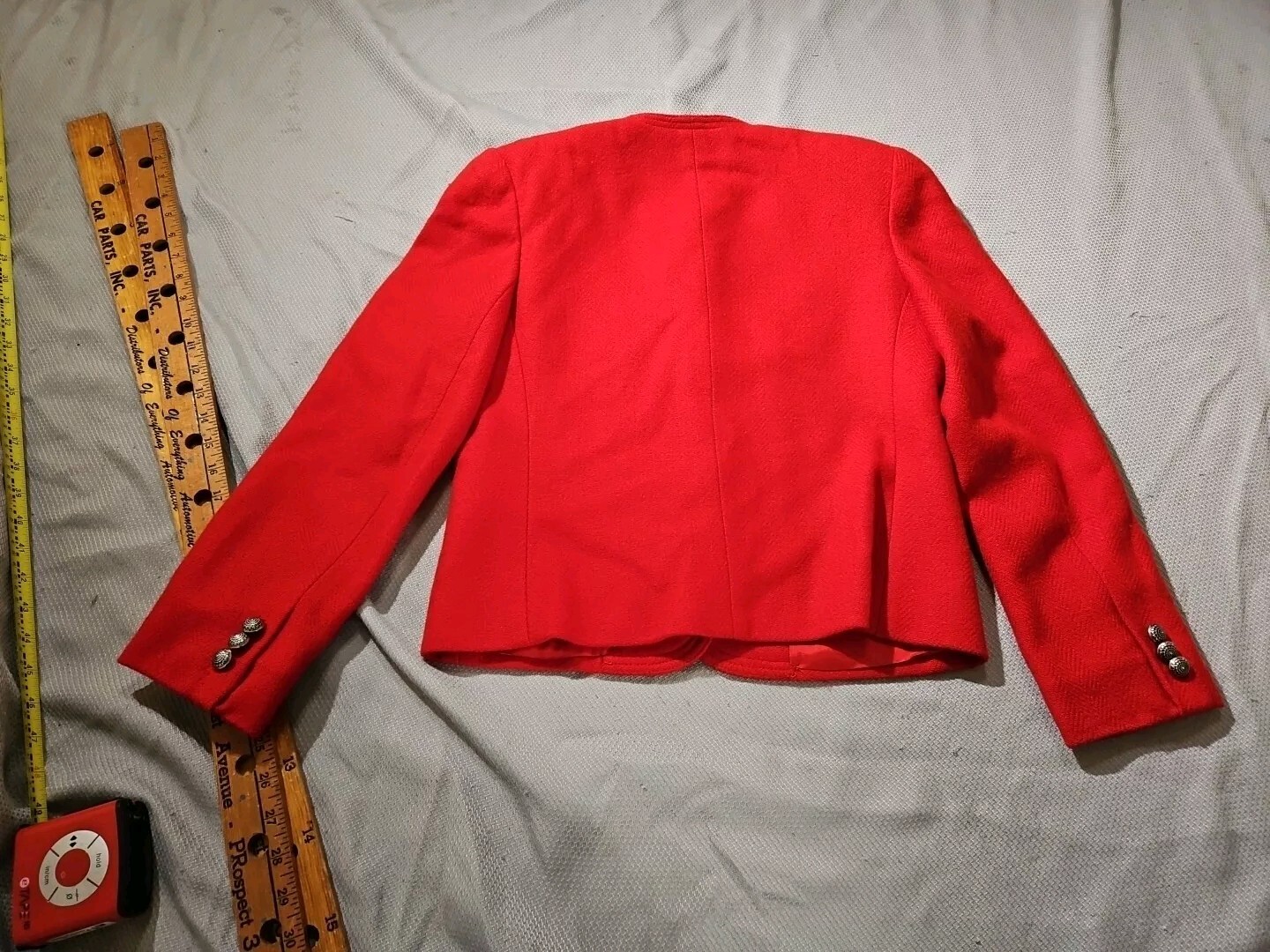 Evan Picone Jacket Womens Size 4 Red Vintage Wool Jacket Metal Button Capsule