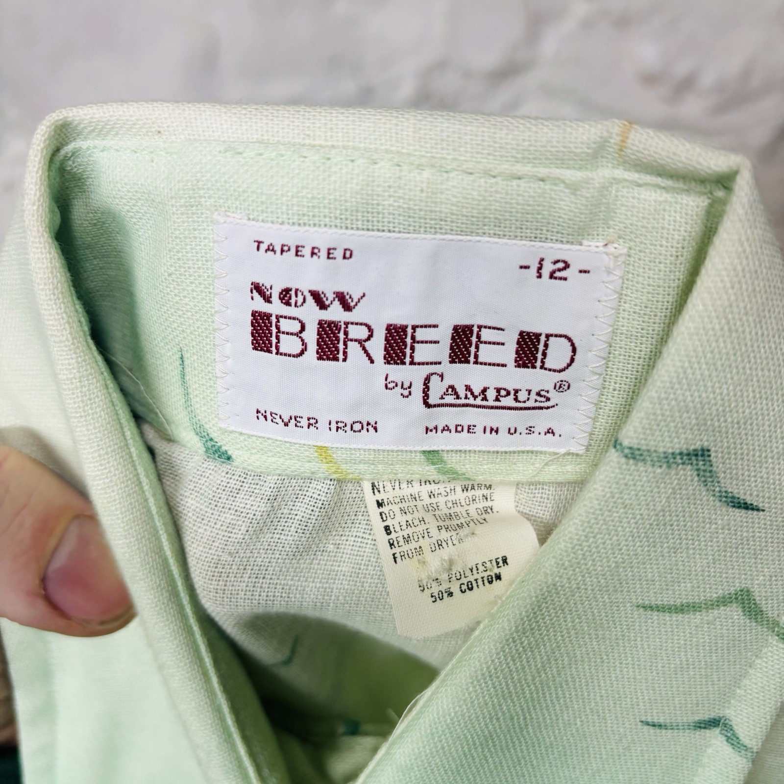 Campus New Breed Dagger Collar Shirt Cloud Bird Print Vintage 1970s USA Mod XS