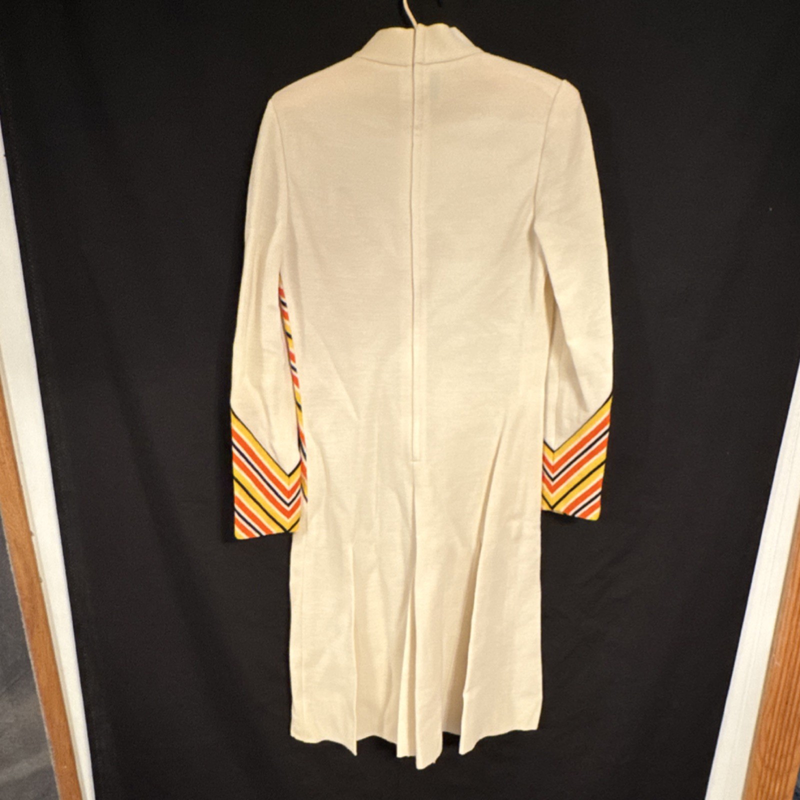 Vintage Gino Paoli Ivory Wool Dress Women’s Geometric Accent Sz 10