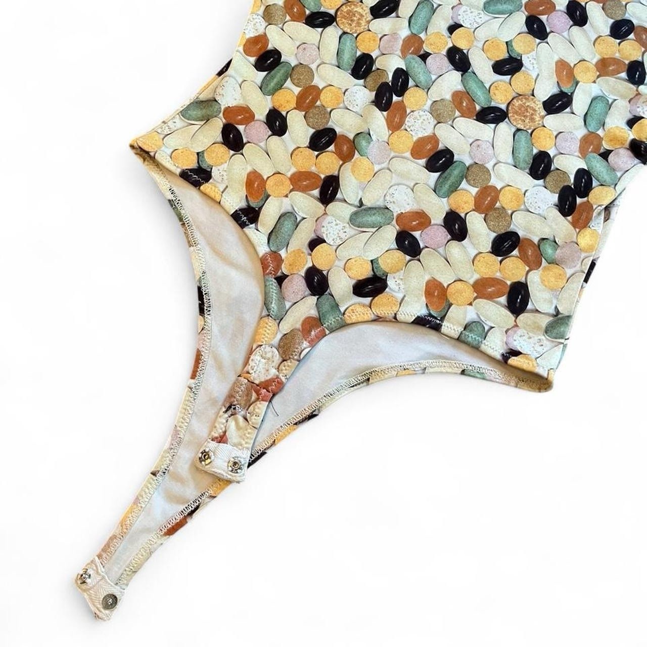 NICOLE MILLER • 1990s RARE VINTAGE GRUNGE STRETCHY VITAMIN PHOTO PRINT BODYSUIT