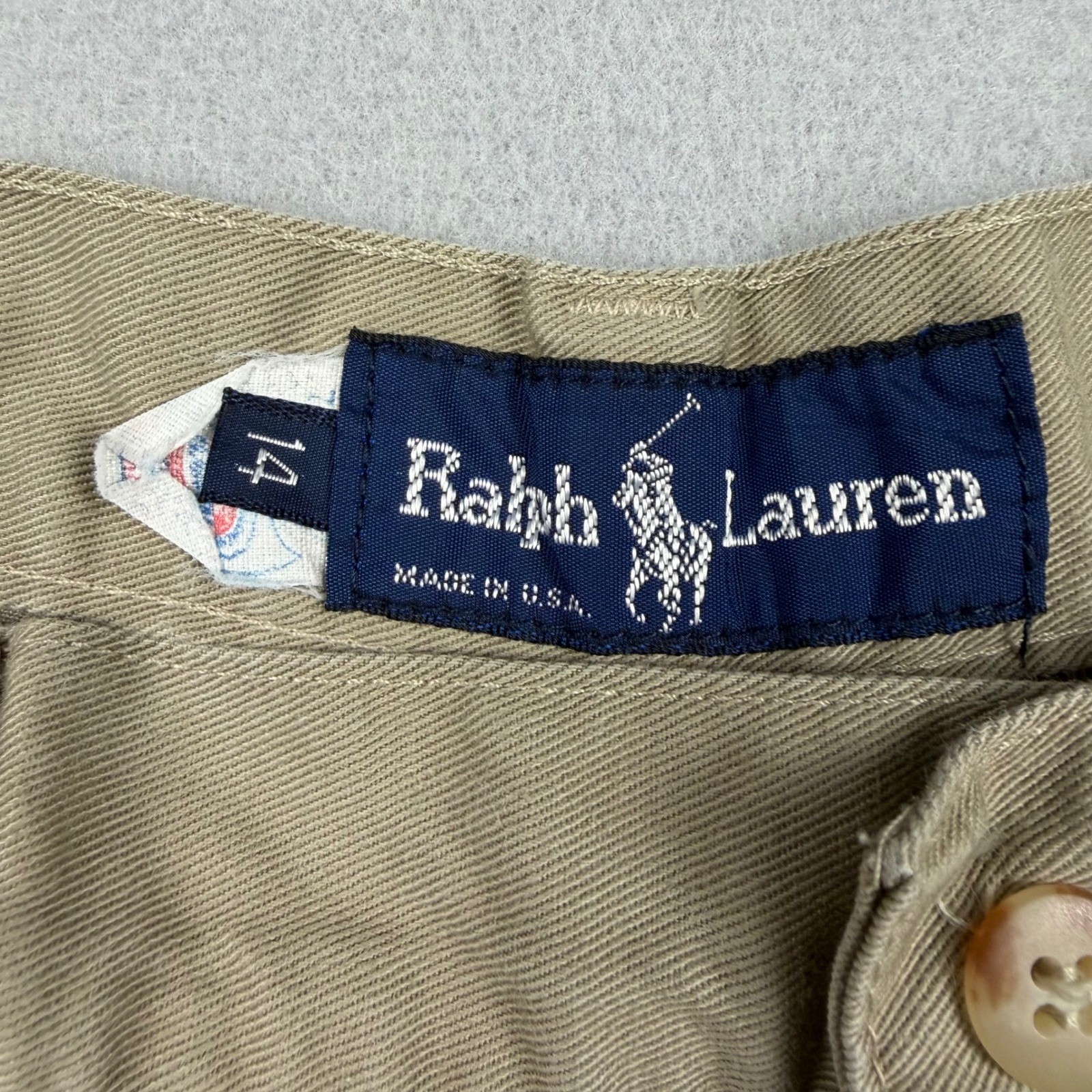 Vintage Ralph Lauren Womens 14 Tan Double Pleated Shorts USA Union Made 70s 80s