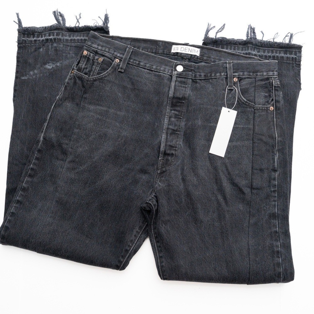 EB DENIM – Vintage Unraveled distressed high-rise straight-leg jeans