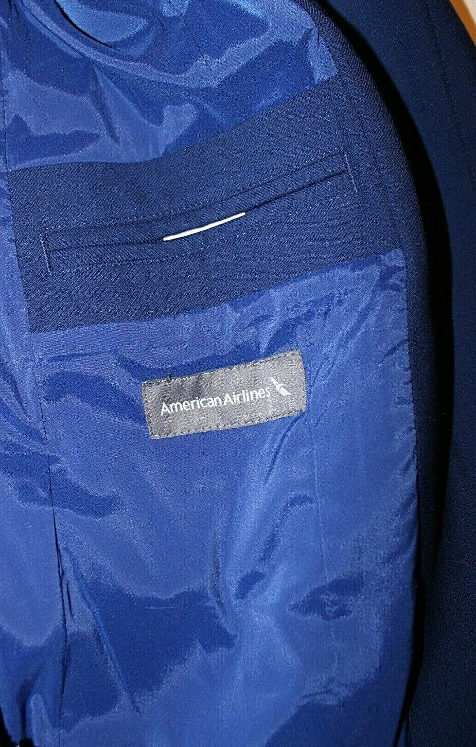 Vintage AA American Airlines Blue Flight Attendant Coat Pockets Heavy Wool Zip 6