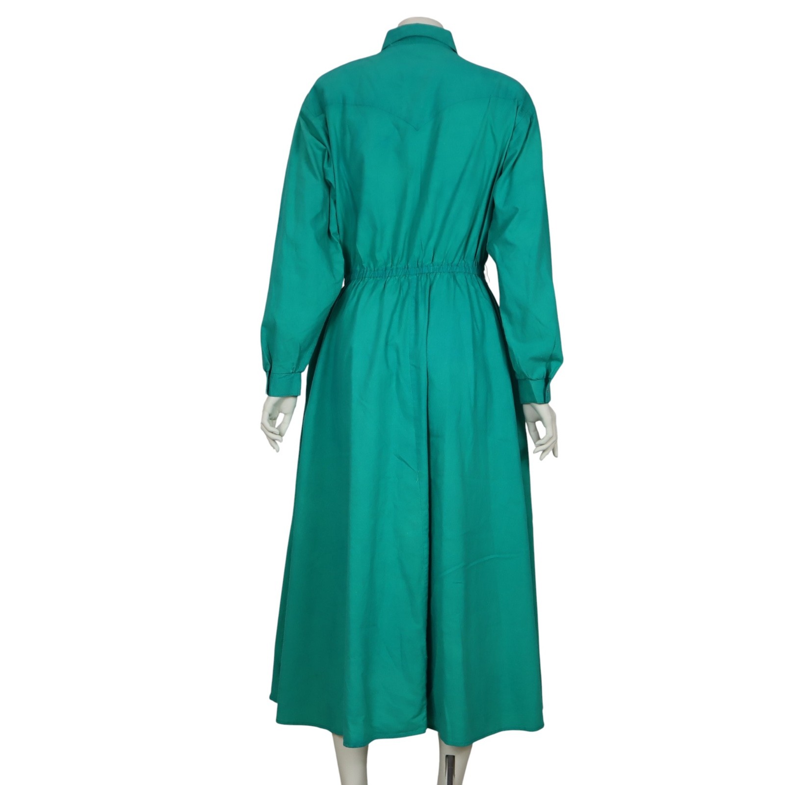 Vintage Panhandle Slim Western Dress Pleated Prairie Green USA 80s Women’s 12