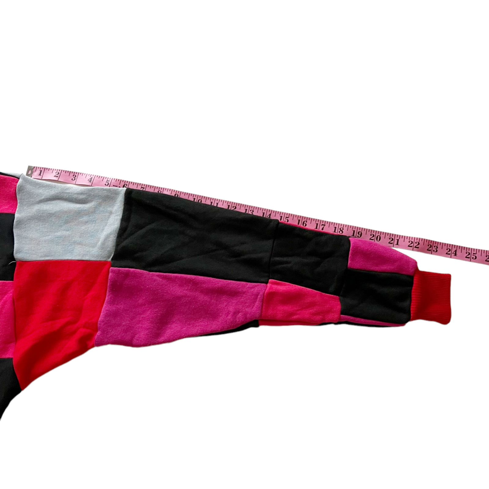 Blowout LA Vtg 90s Patchwork Colorblock Sweatshirt Pink Red Black Grey Unisex