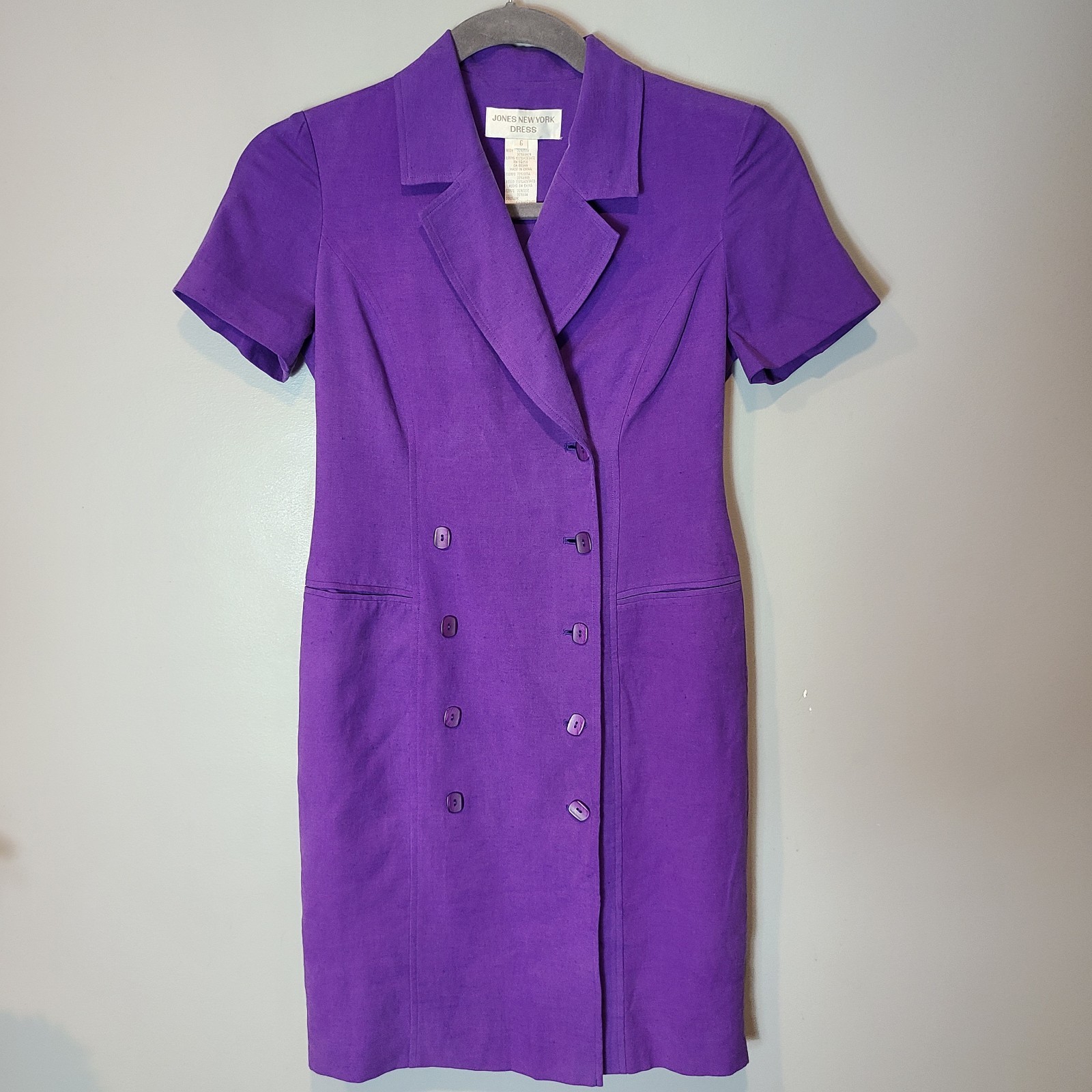 Vtg 90s Crossover Shirt Dress Old Money Jewel Wrap Red Sz 6 Preppy Minimalist