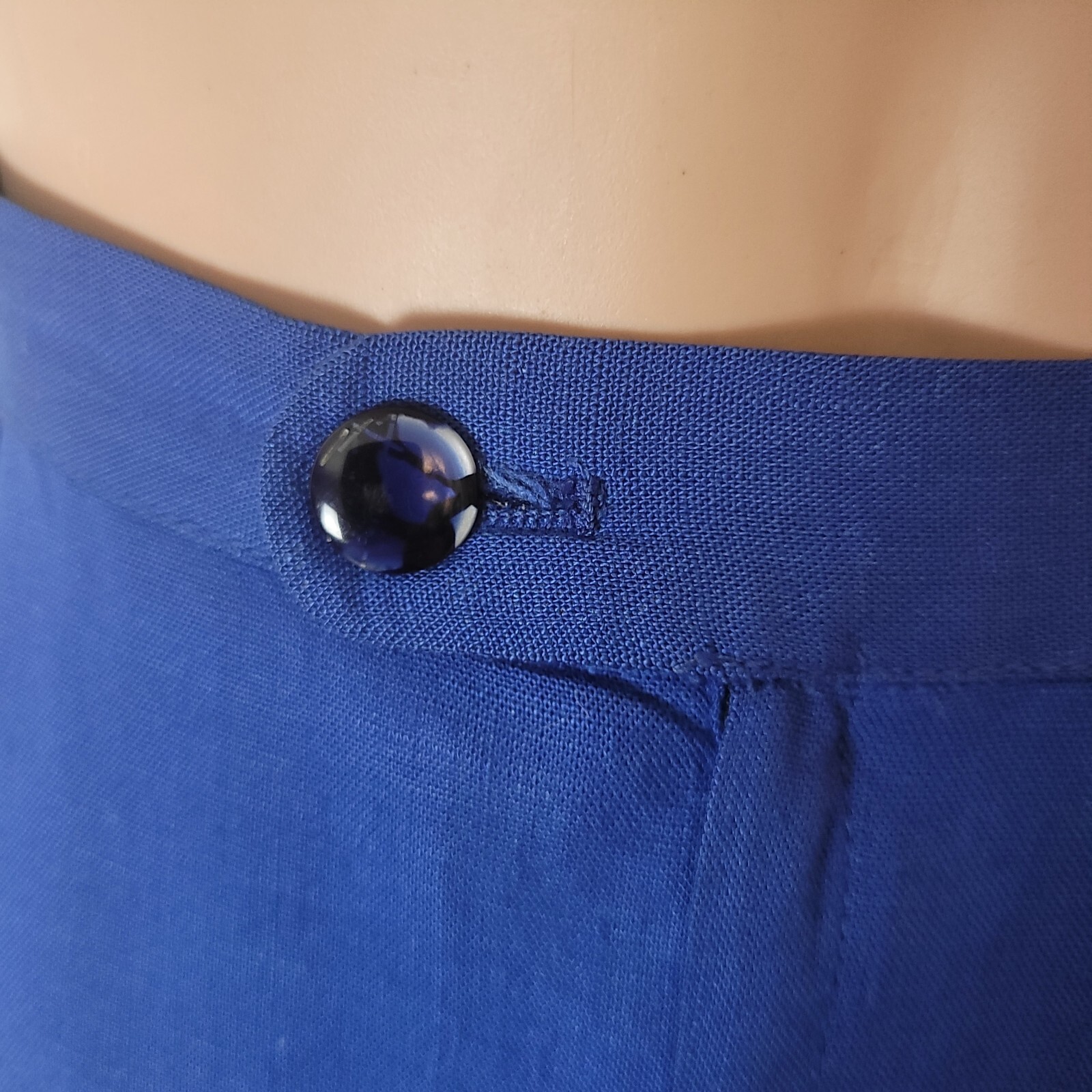 Vintage pencil Skirt Women’s XS 24″ bright blue 60s office Pinup academia cotton
