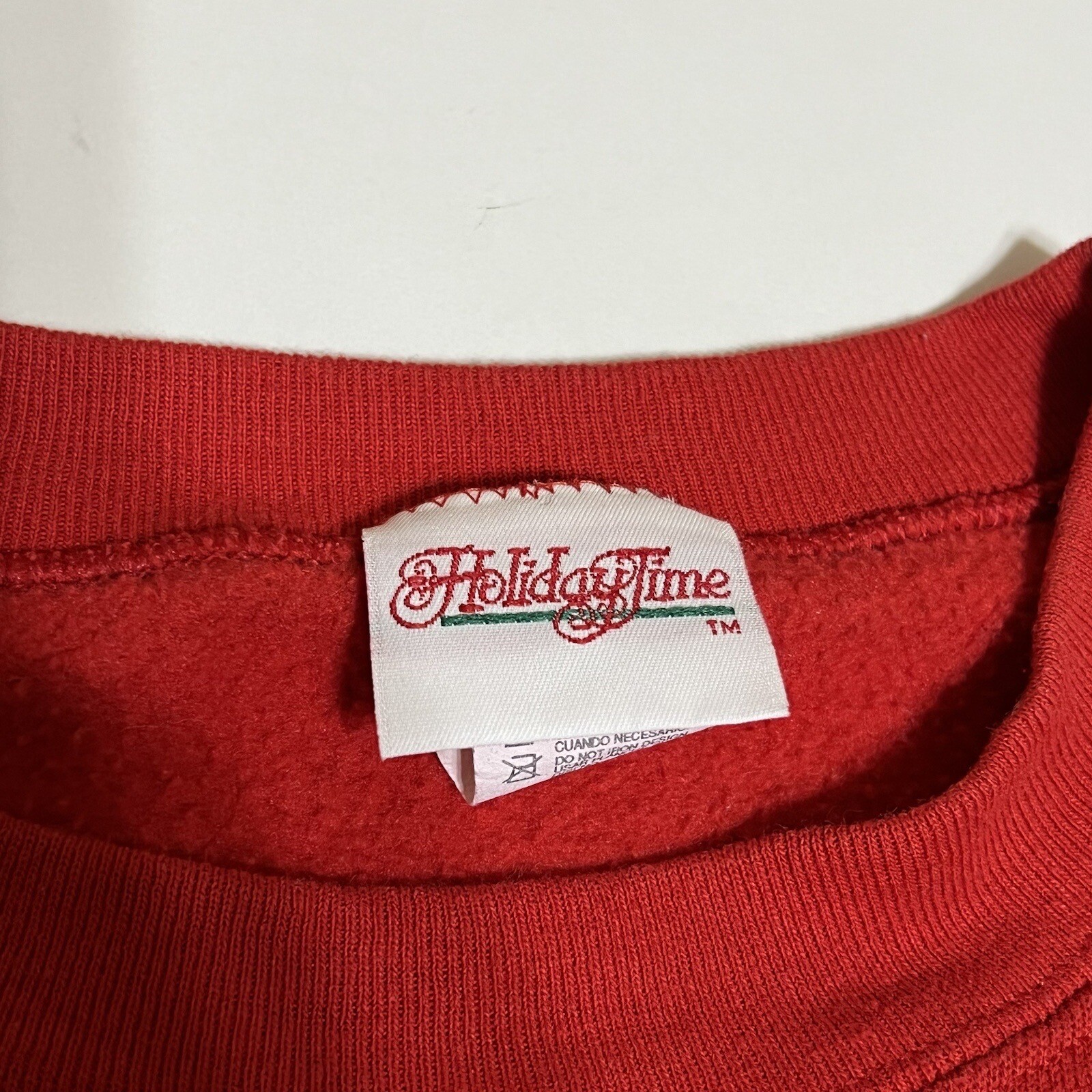 VTG Holiday Time Womens Sz Large Red Christmas Noel Sweatshirt Santa Scene
