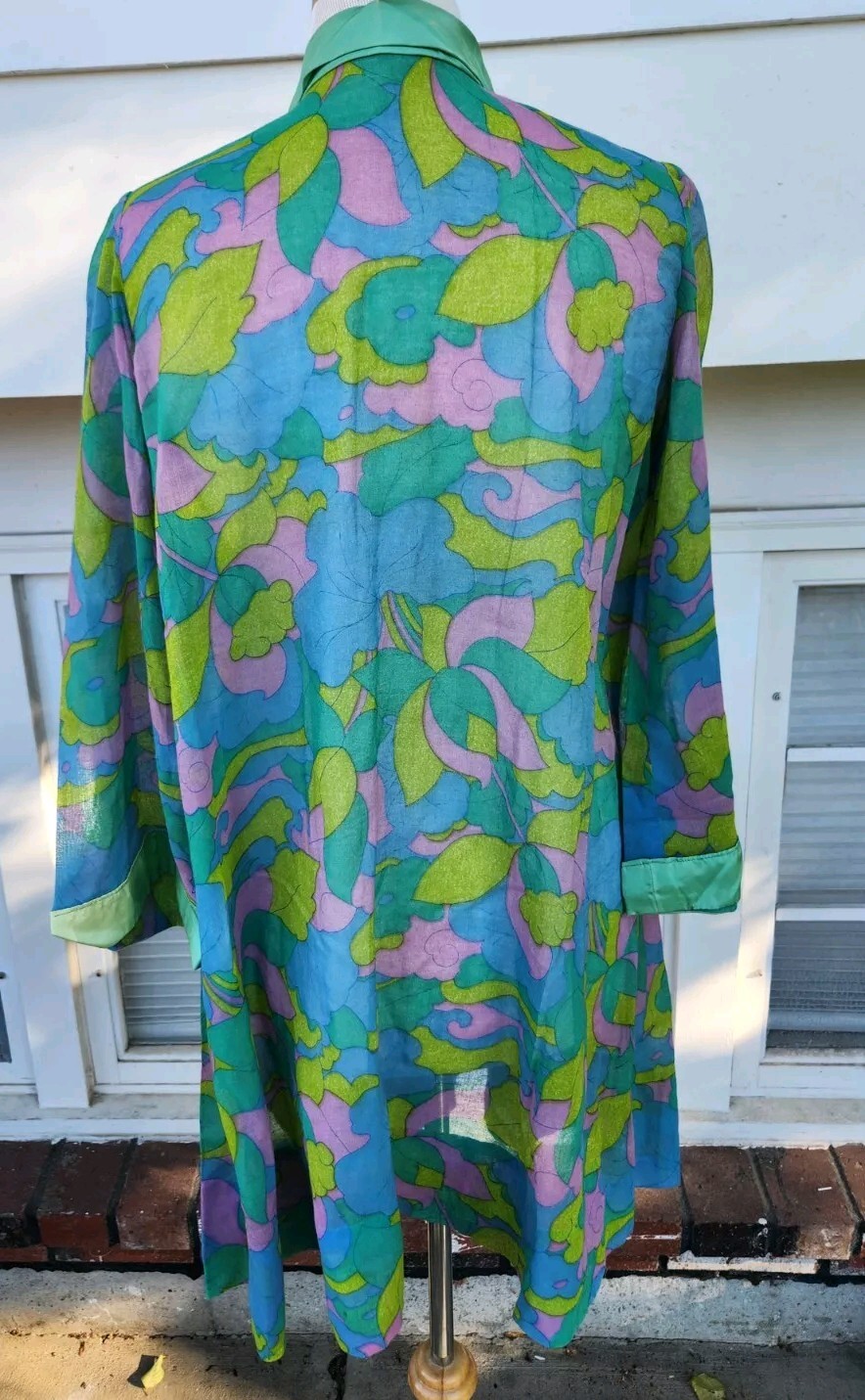 VTG 60’s ALOHA DRESS HAWAIIAN TEXTURE FABRIC FLORAL GROOVY Sheer