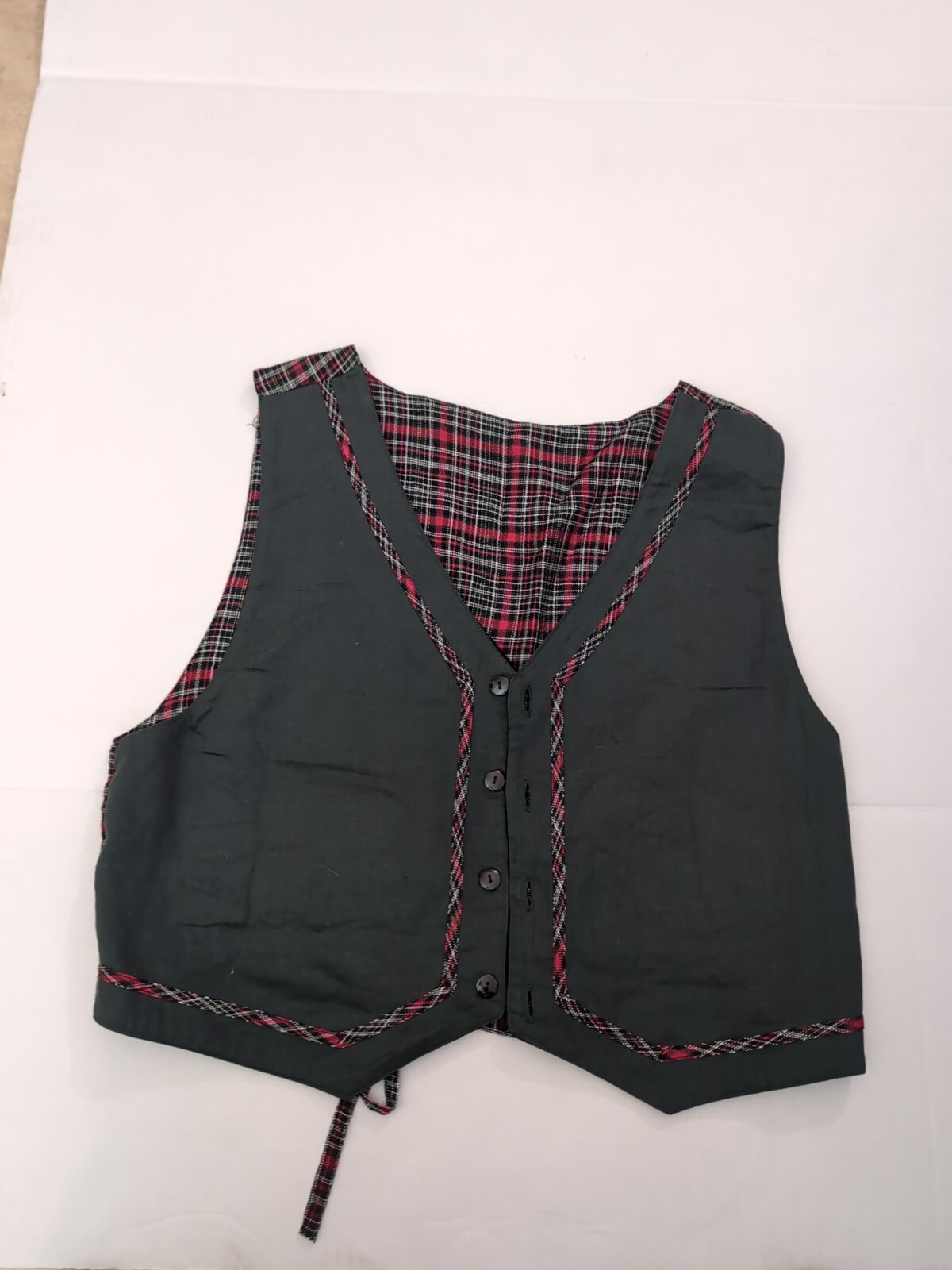 Country Wear Christmas Plaid Vested Long Dress , Vintage Size 12 ,Dry Clean Only