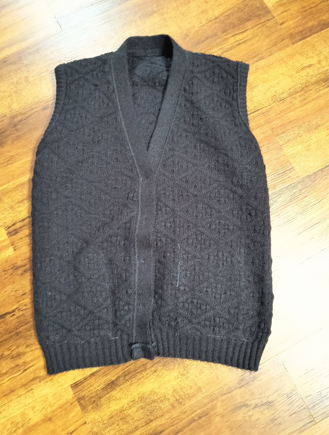 Vintage Marvin Turbo Orlon Acrylic Black Button Up Sweater Vest With Pockets USA