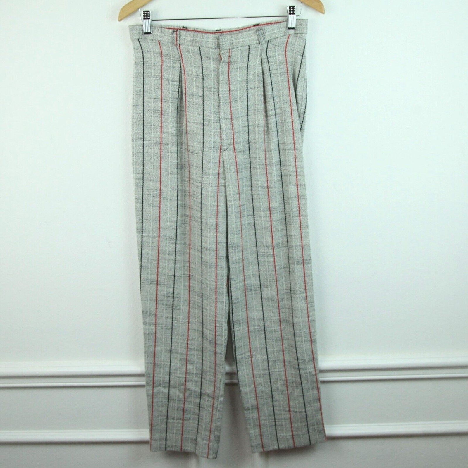 Vintage 80s S M Crop Pants Trousers Plaid Academia Poet Preppy Heritage Gray