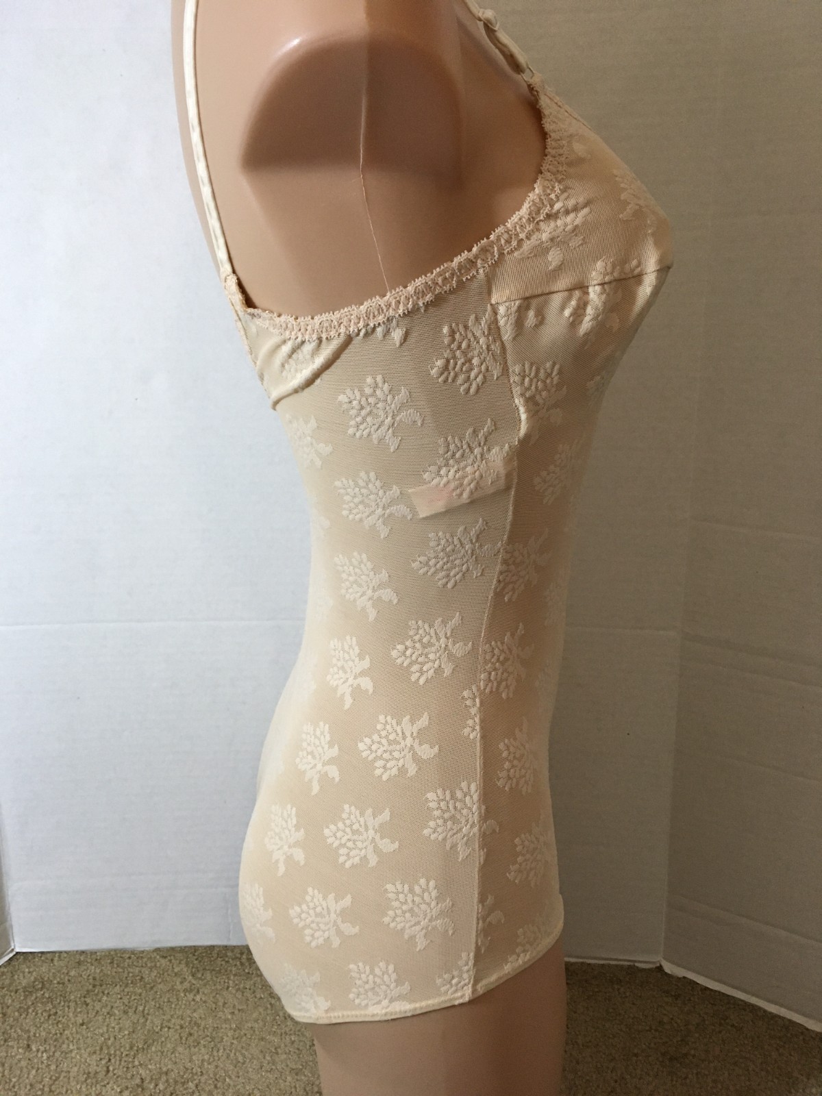 36B Vtg LILY OF FRANCE All in One Girdle Bodysuit Bra Body Shaper Floral RARE