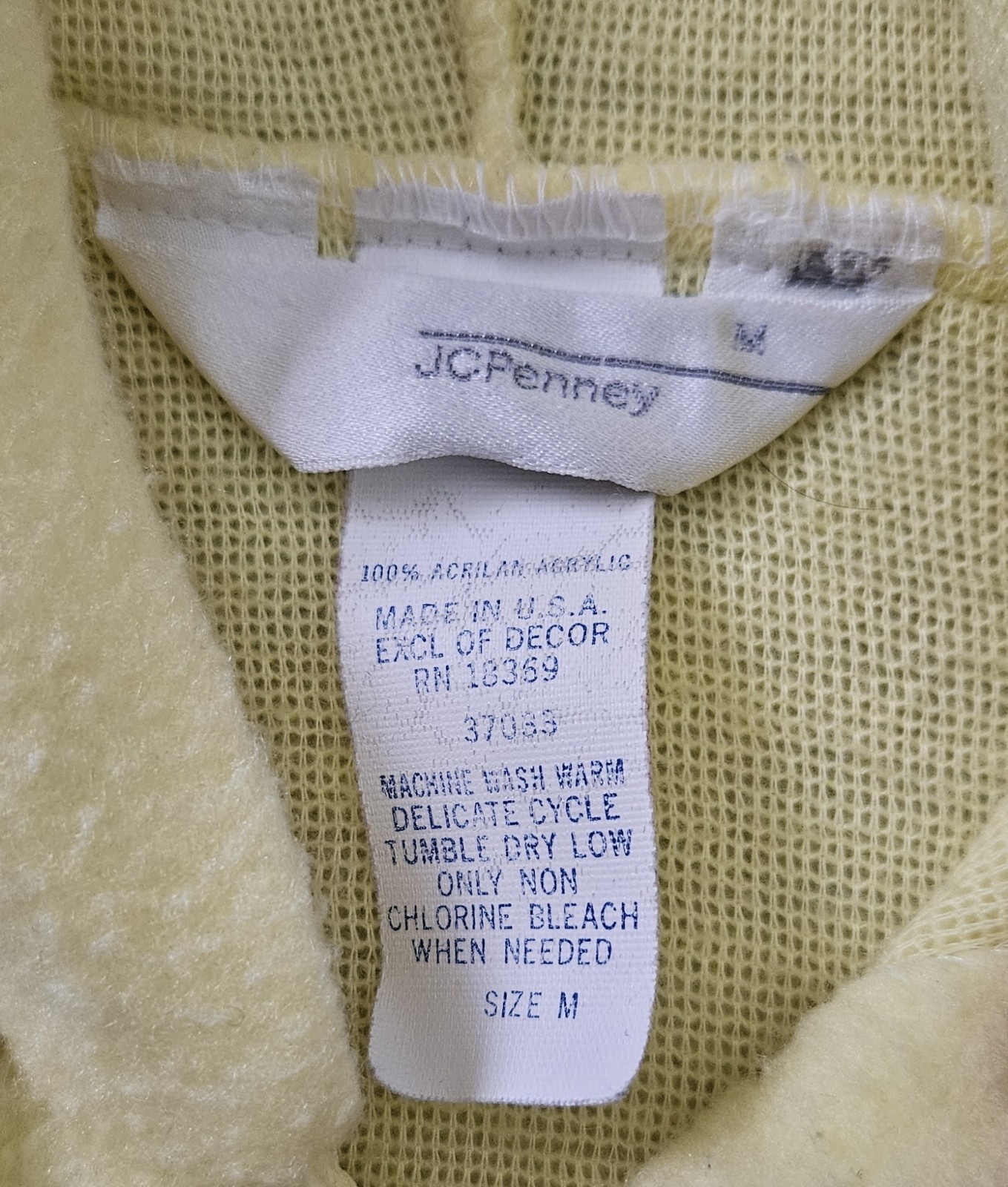 Vintage 70s 80s JCPenney Yellow Hooded Zip Front Robe Size M