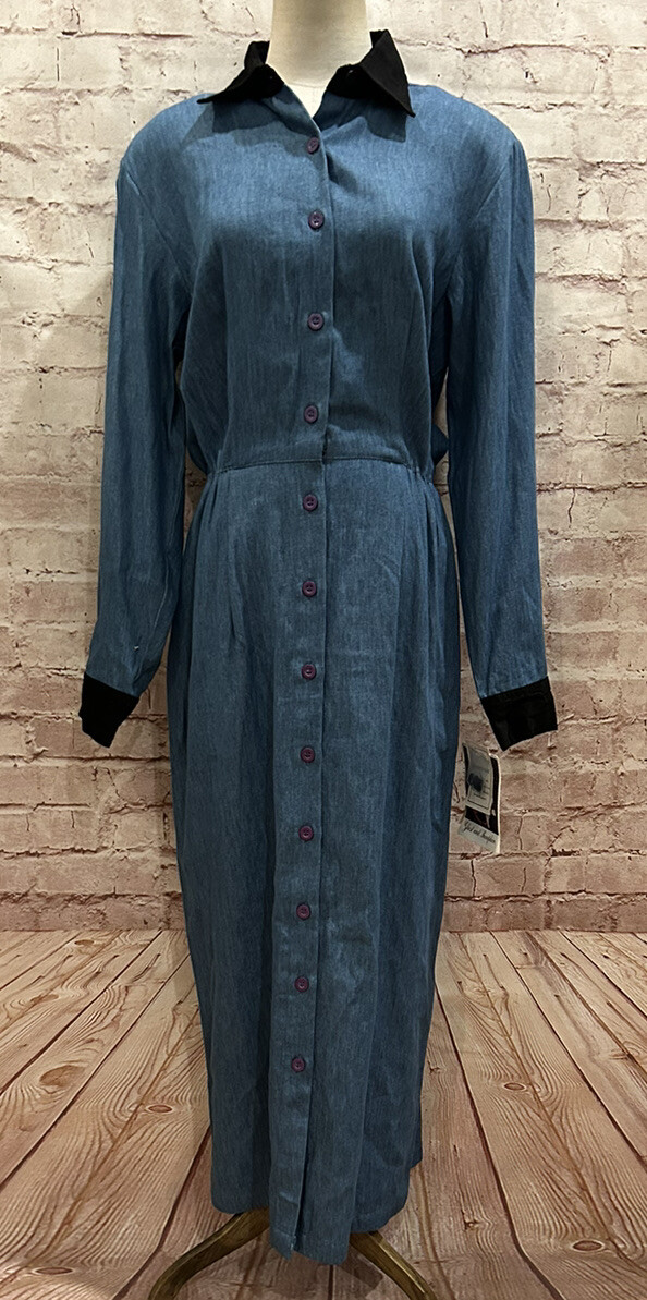 Vintage Country Wear Clothing Company Dress Size 12 90s Denim Chambray Cottage