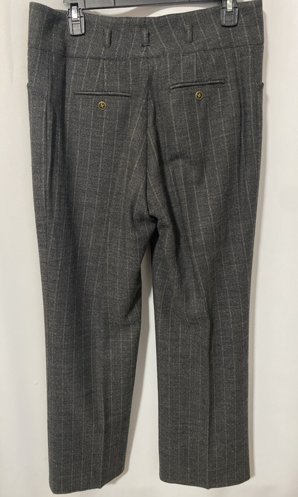 VTG Classic Tailored Pants Wide Leg Wool Sparkle Grey Pin Stripe SZ 10/12 Lined