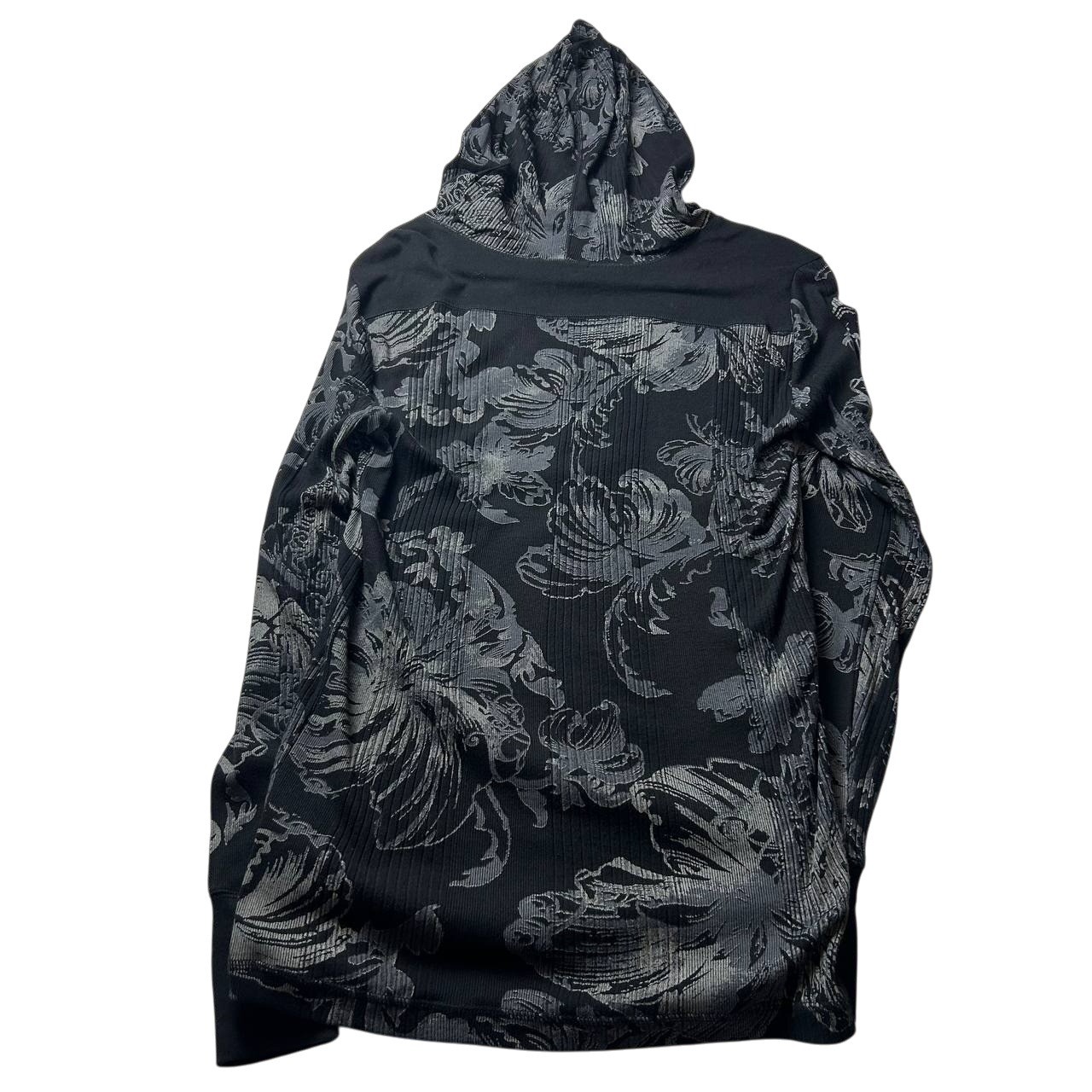 Vintage Calvin Klein Women’s Y2K Floral Pattern Long Sleeve Henley Top Hooded S