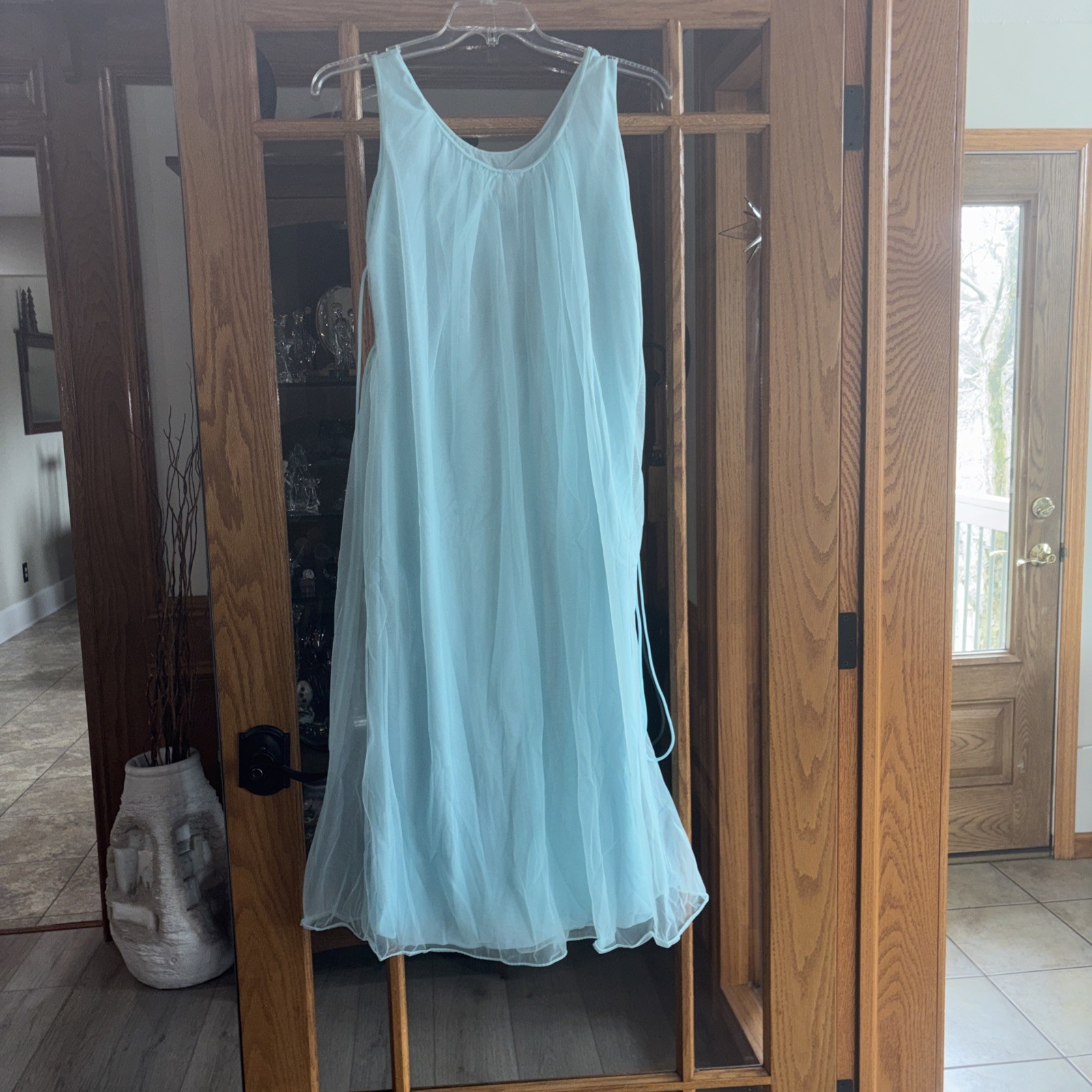 Vintage Avian Aqua Nylon Lingerie Nightgown Medium