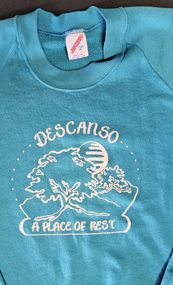 Vintage 80’s Descanso CA Desert Jerzees USA Womens L Turquoise Sweater