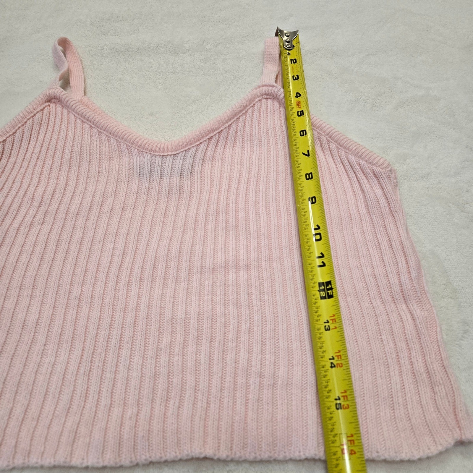 LA Express Vintage 90s Pink Ribbed Short Sleeve Knit Cardigan Tank Set Medium